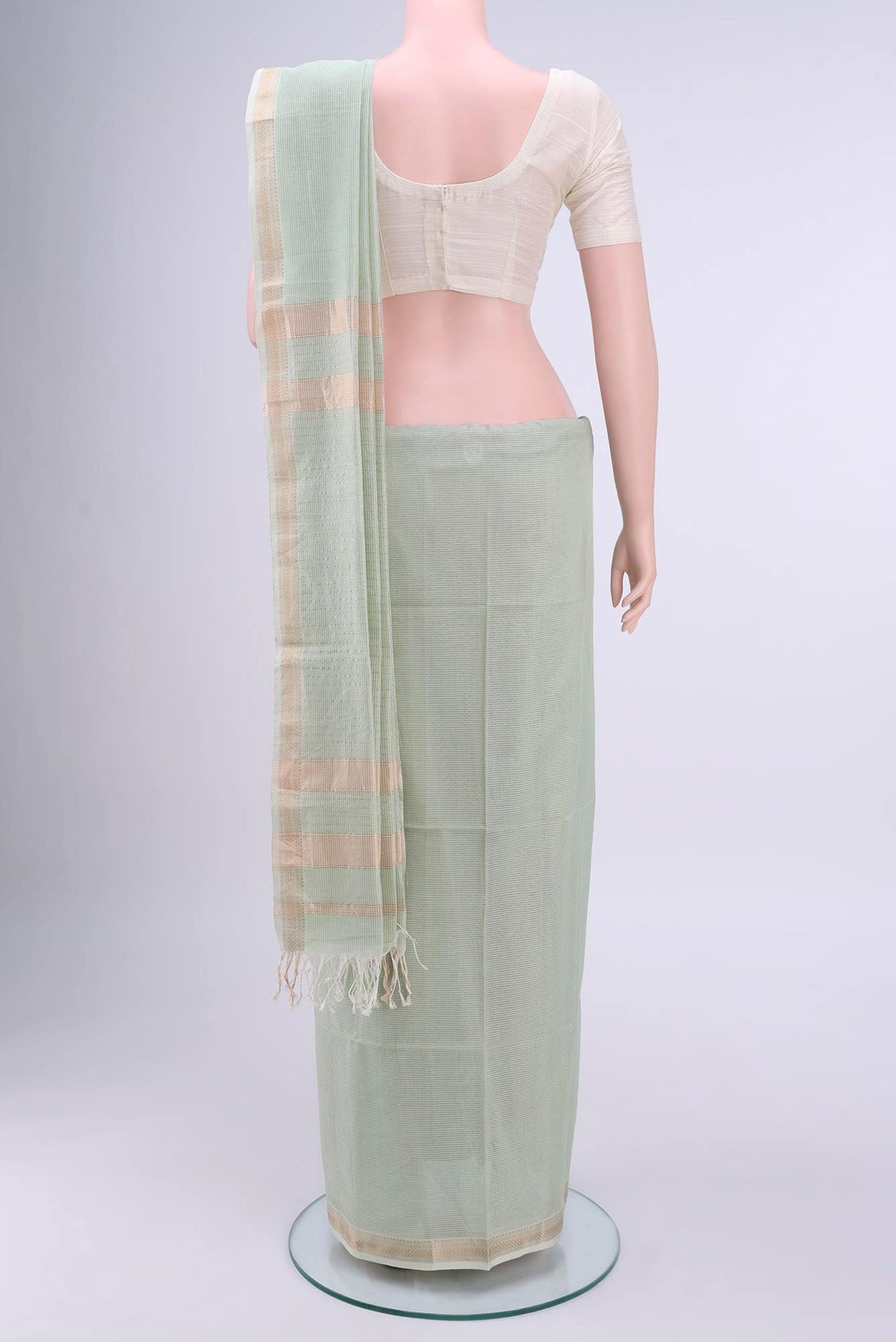 Sea Green Maheshwari Silk Cotton Saree