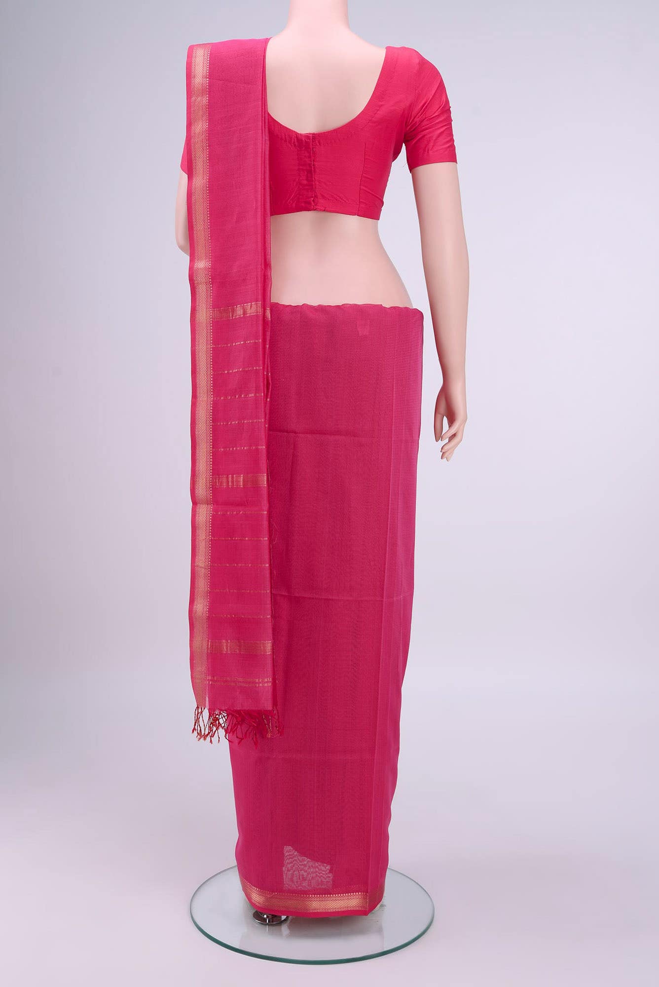Dark Pink Maheshwari Silk Cotton Saree