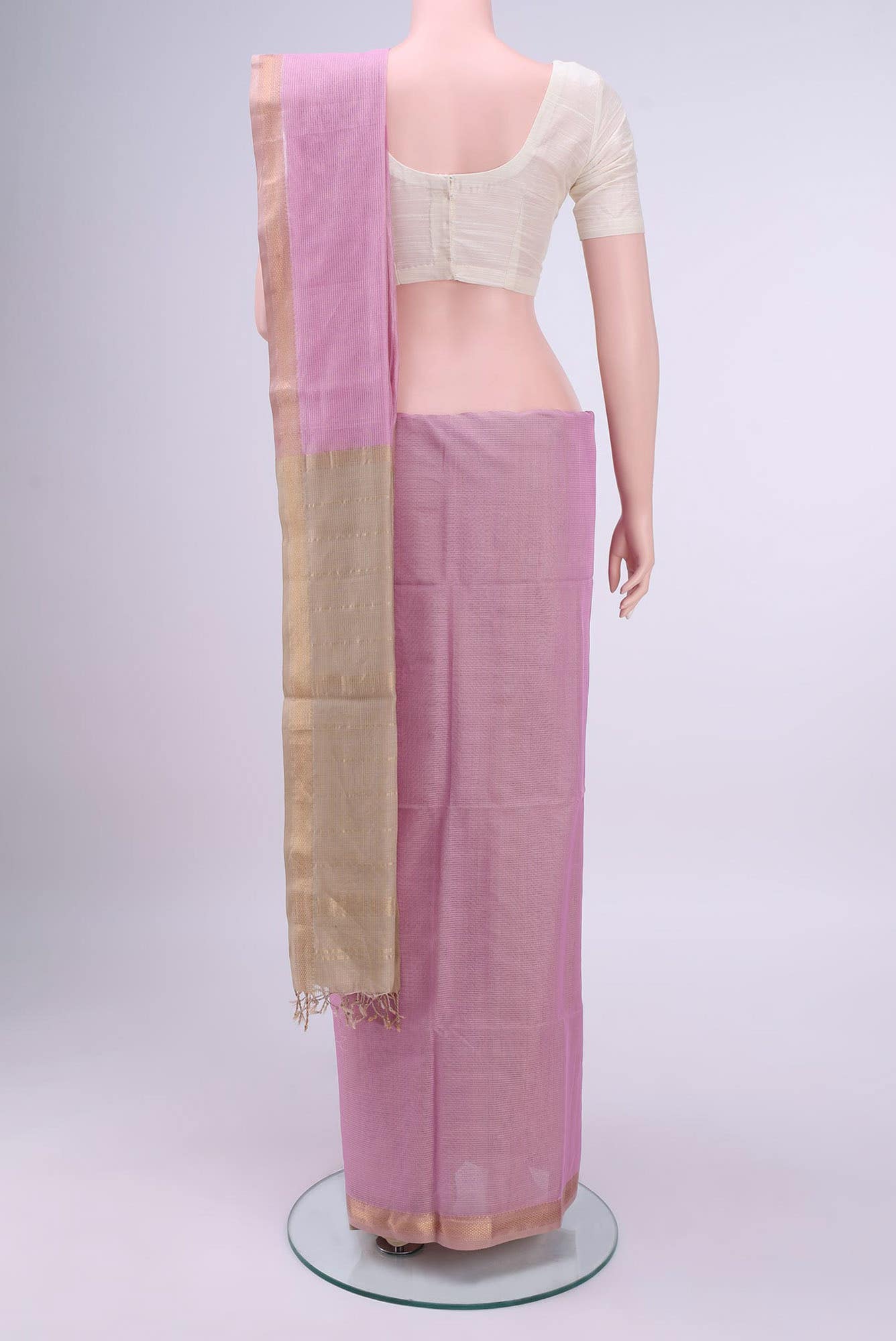Pink Maheshwari Silk Cotton Saree