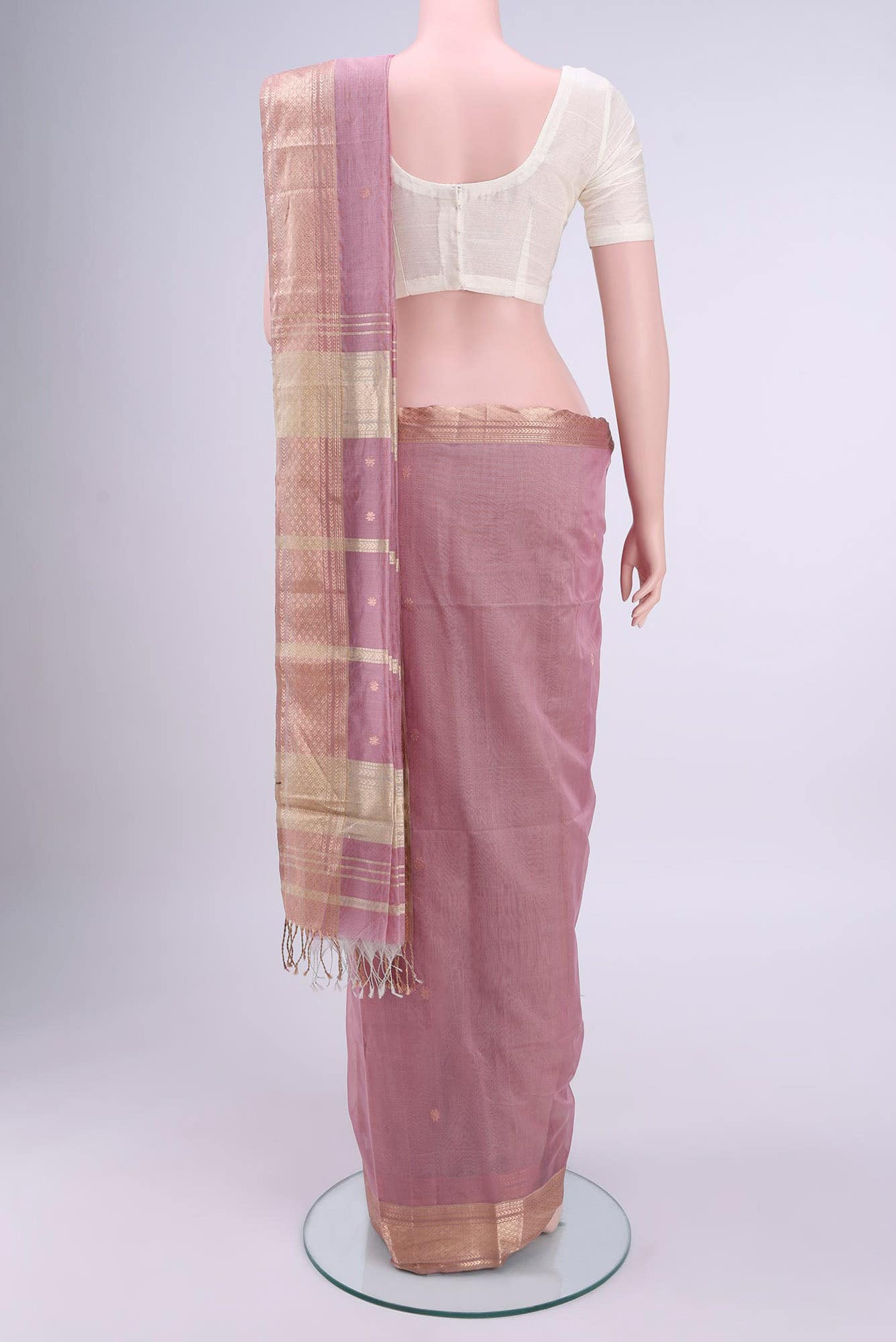 Rose pink Maheshwari Silk Cotton Saree