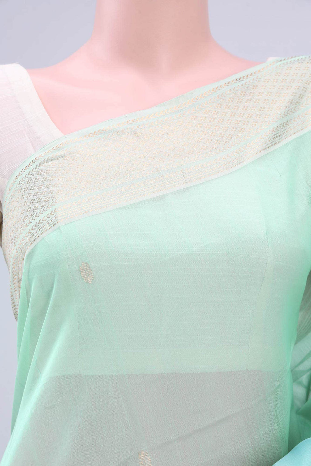 Sea Green Maheshwari Silk Cotton Saree