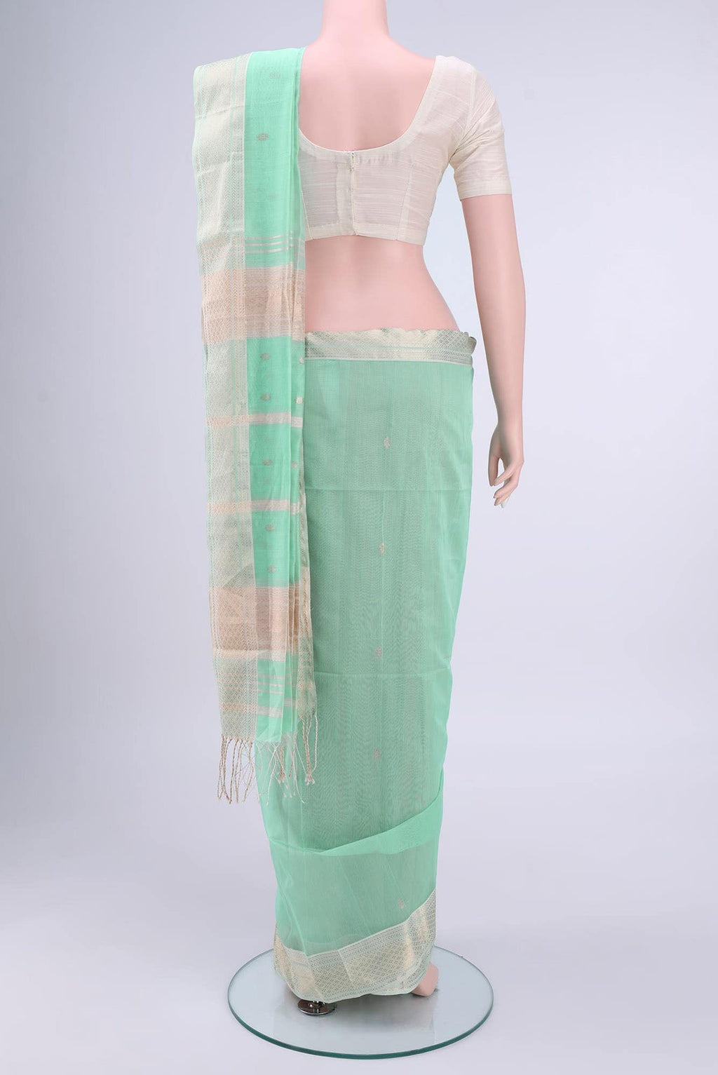 Sea Green Maheshwari Silk Cotton Saree