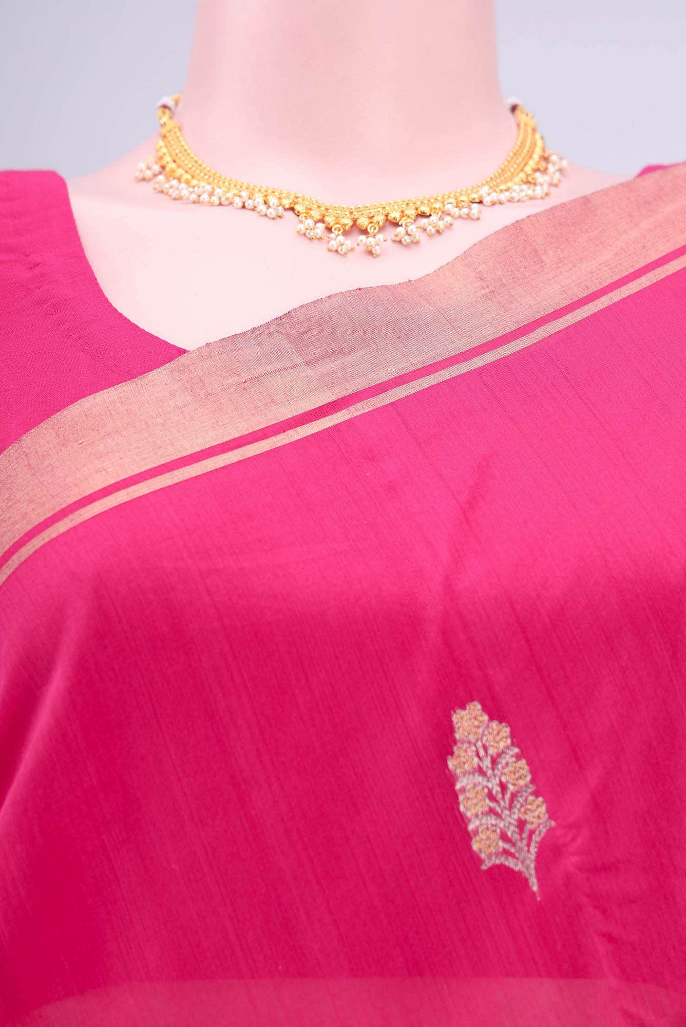 Rani Pink Chanderi Silk Cotton Saree