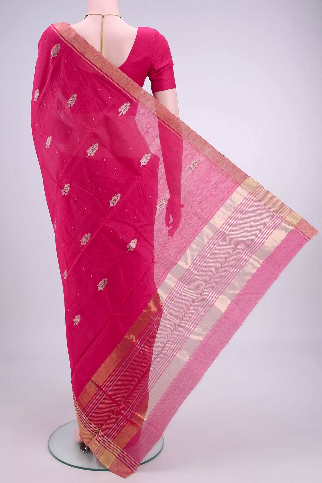 Rani Pink Chanderi Silk Cotton Saree