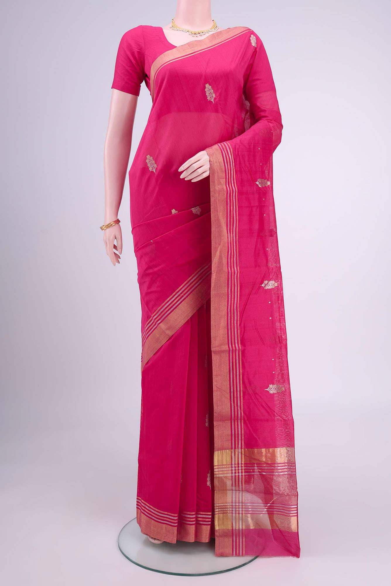 Rani Pink Chanderi Silk Cotton Saree