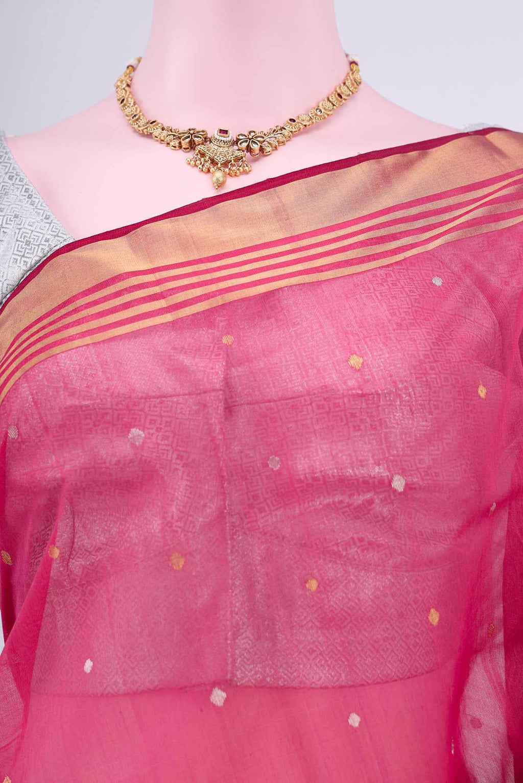 Pink Chanderi Silk Cotton Saree