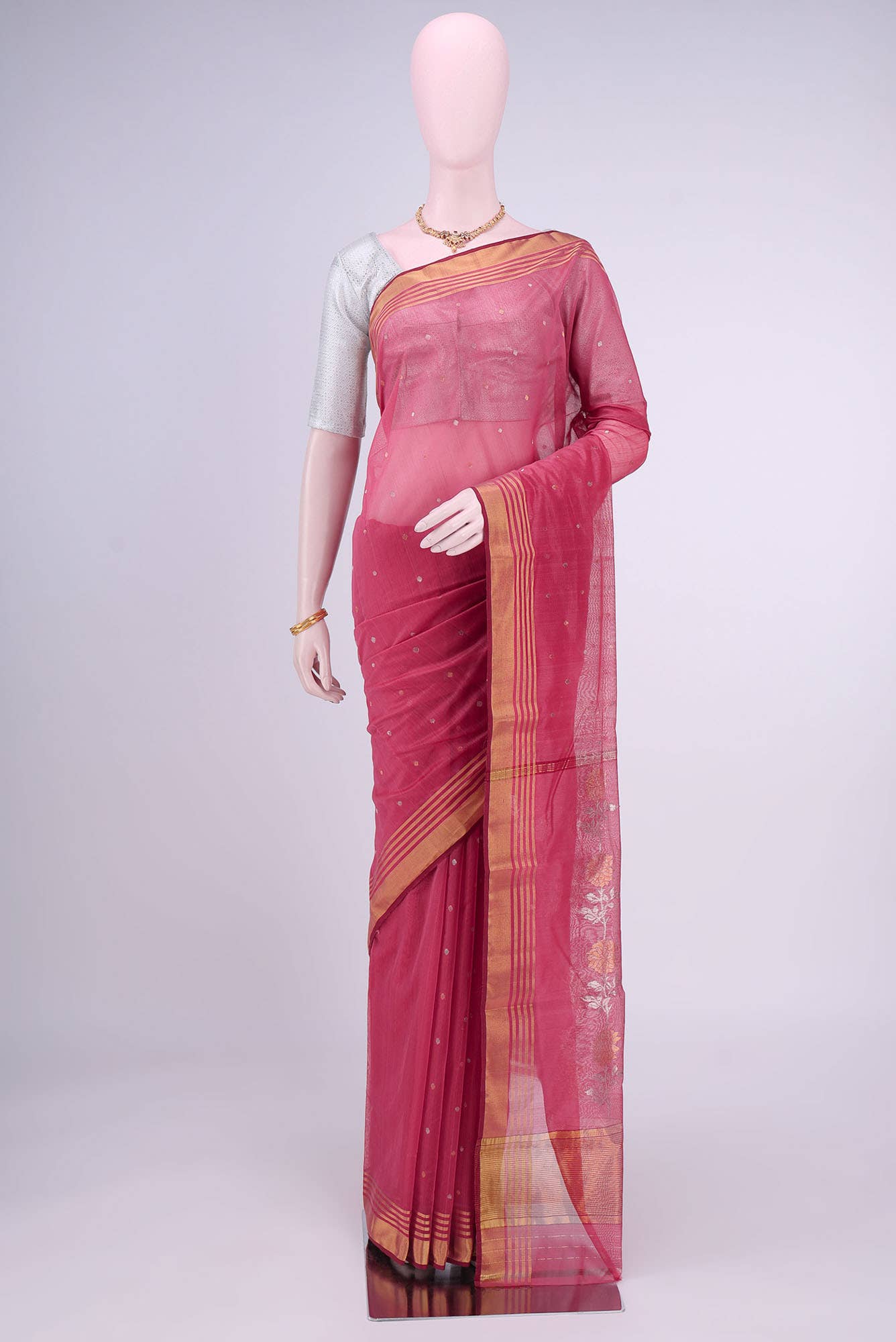 Pink Chanderi Silk Cotton Saree