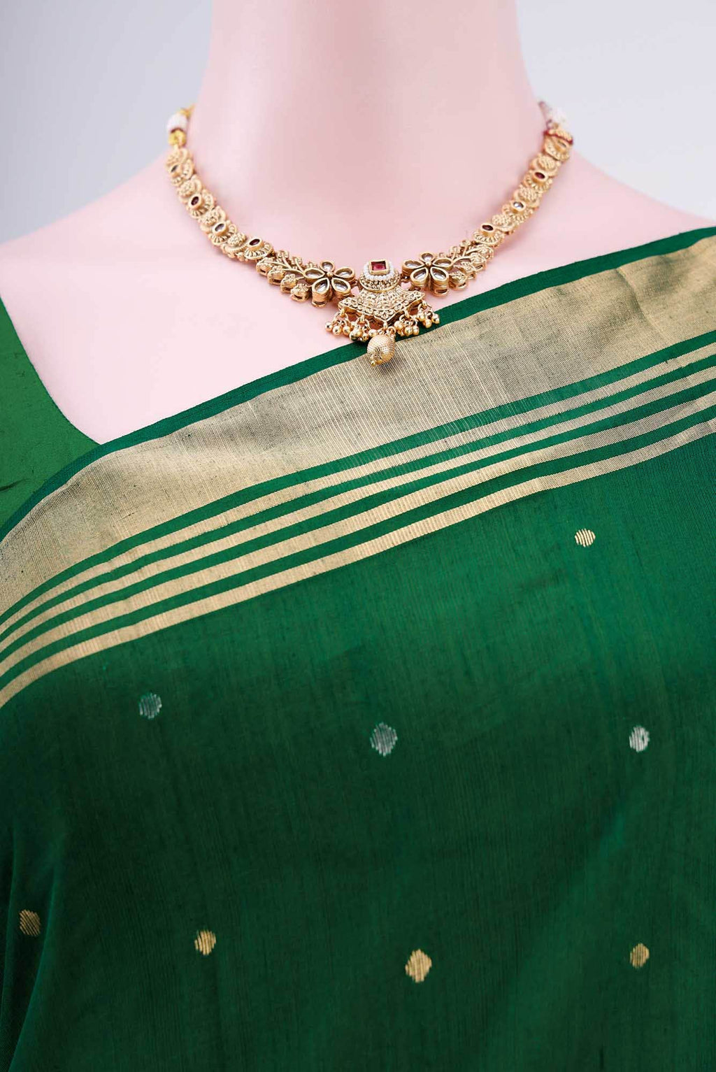Bottle Green Chanderi Silk Saree