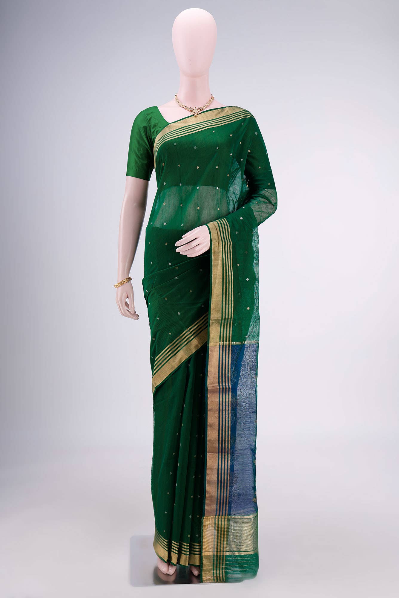 Bottle Green Chanderi Silk Saree