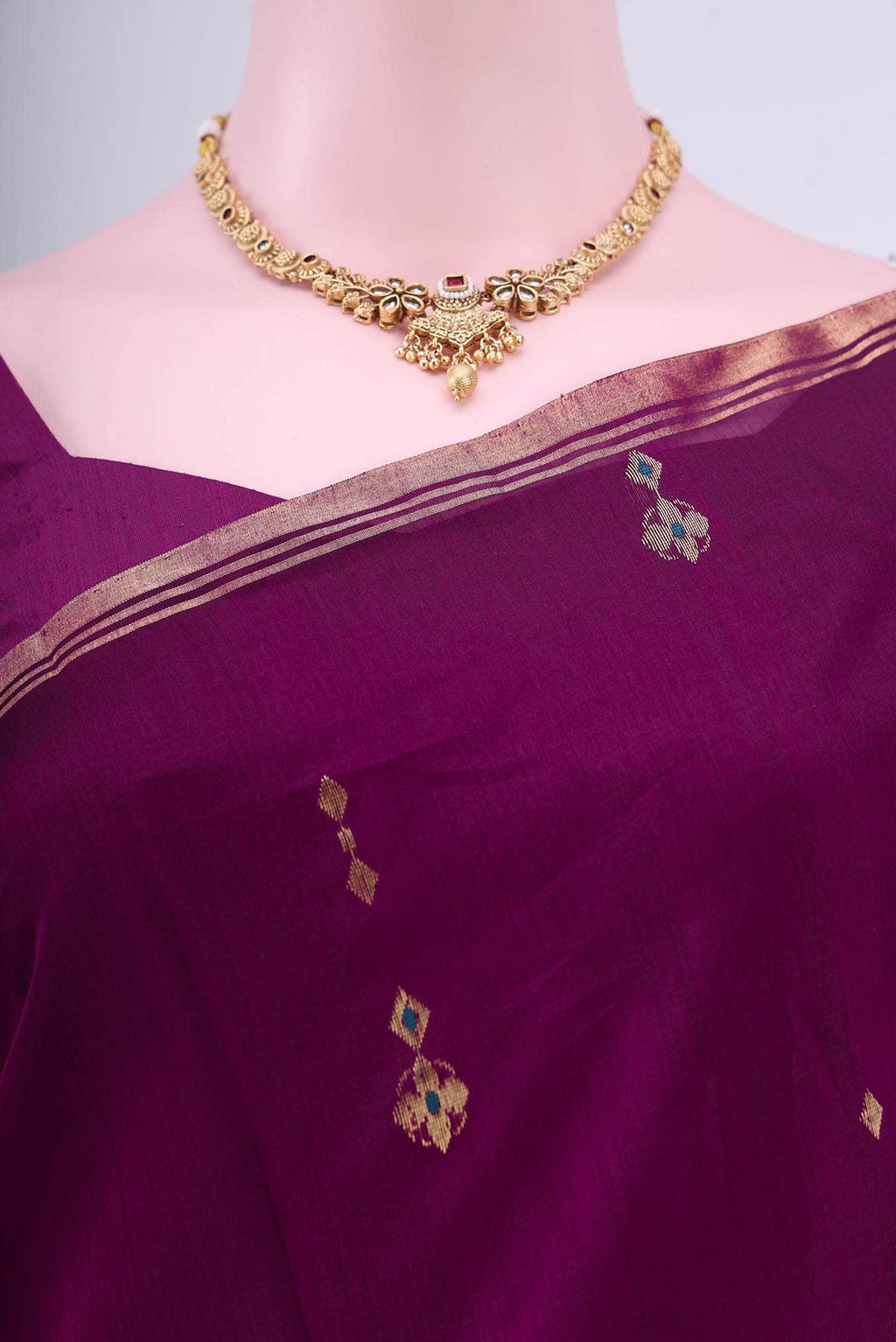 Purple Chanderi Silk Cotton Saree