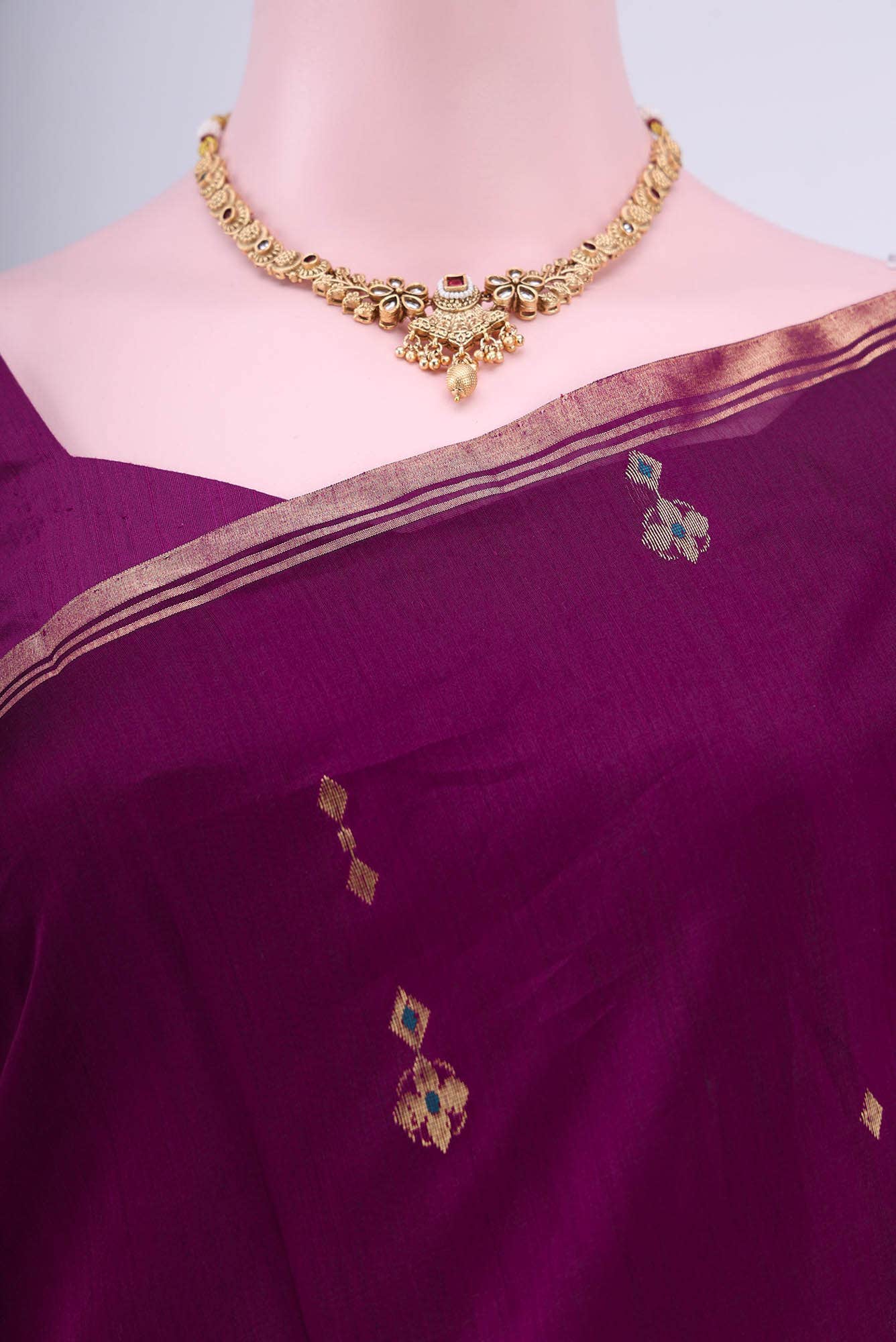 Purple Chanderi Silk Cotton Saree