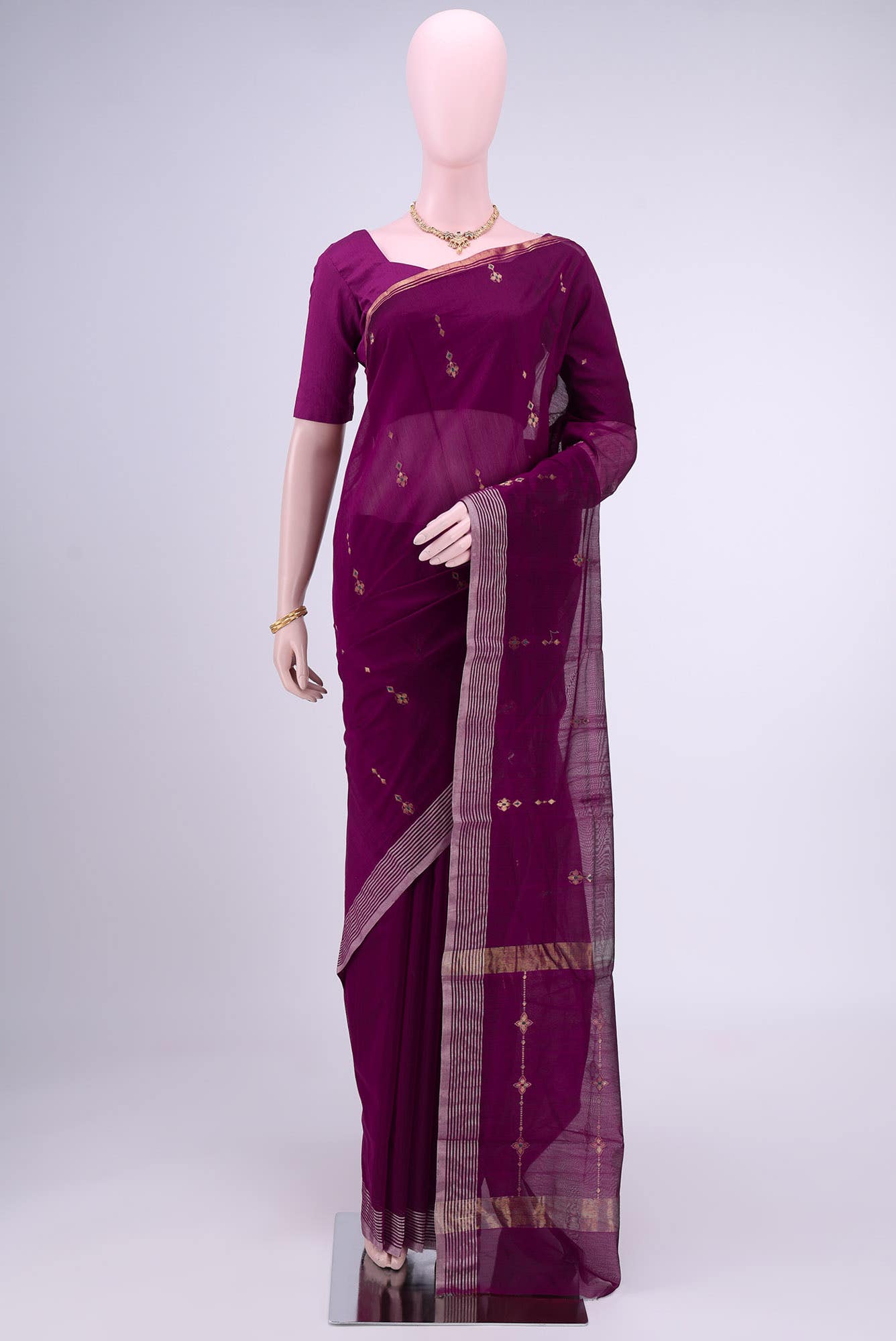 Purple Chanderi Silk Cotton Saree