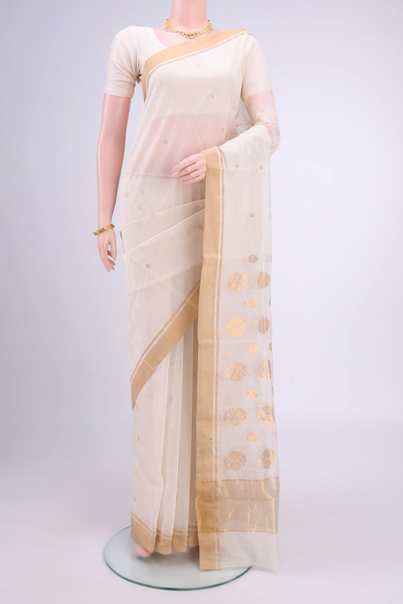 Off White Chanderi Silk Cotton Saree