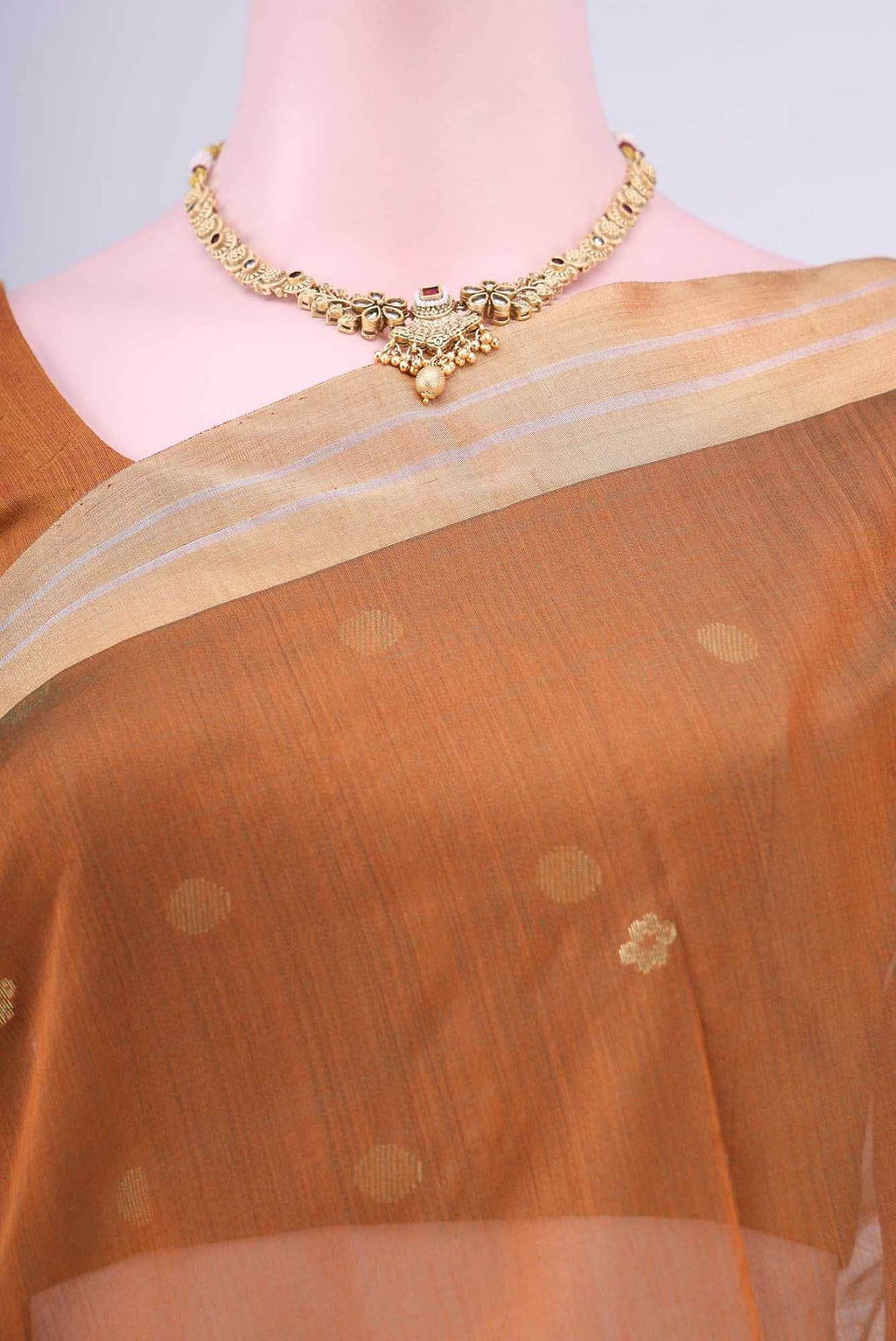 Rust Dual Tone Chanderi Silk Cotton Saree