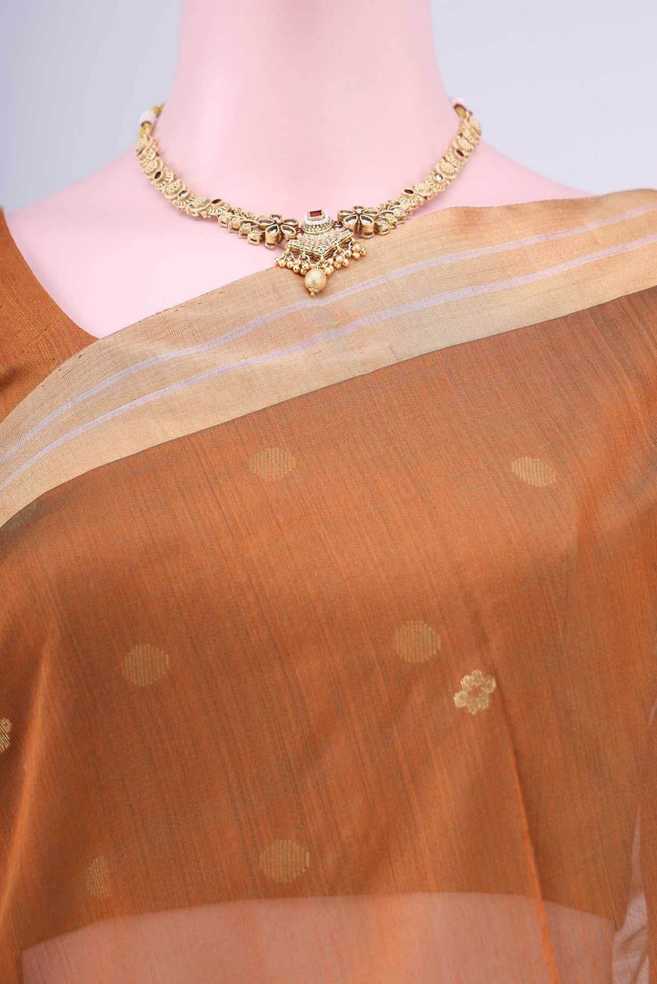 Rust Dual Tone Chanderi Silk Cotton Saree