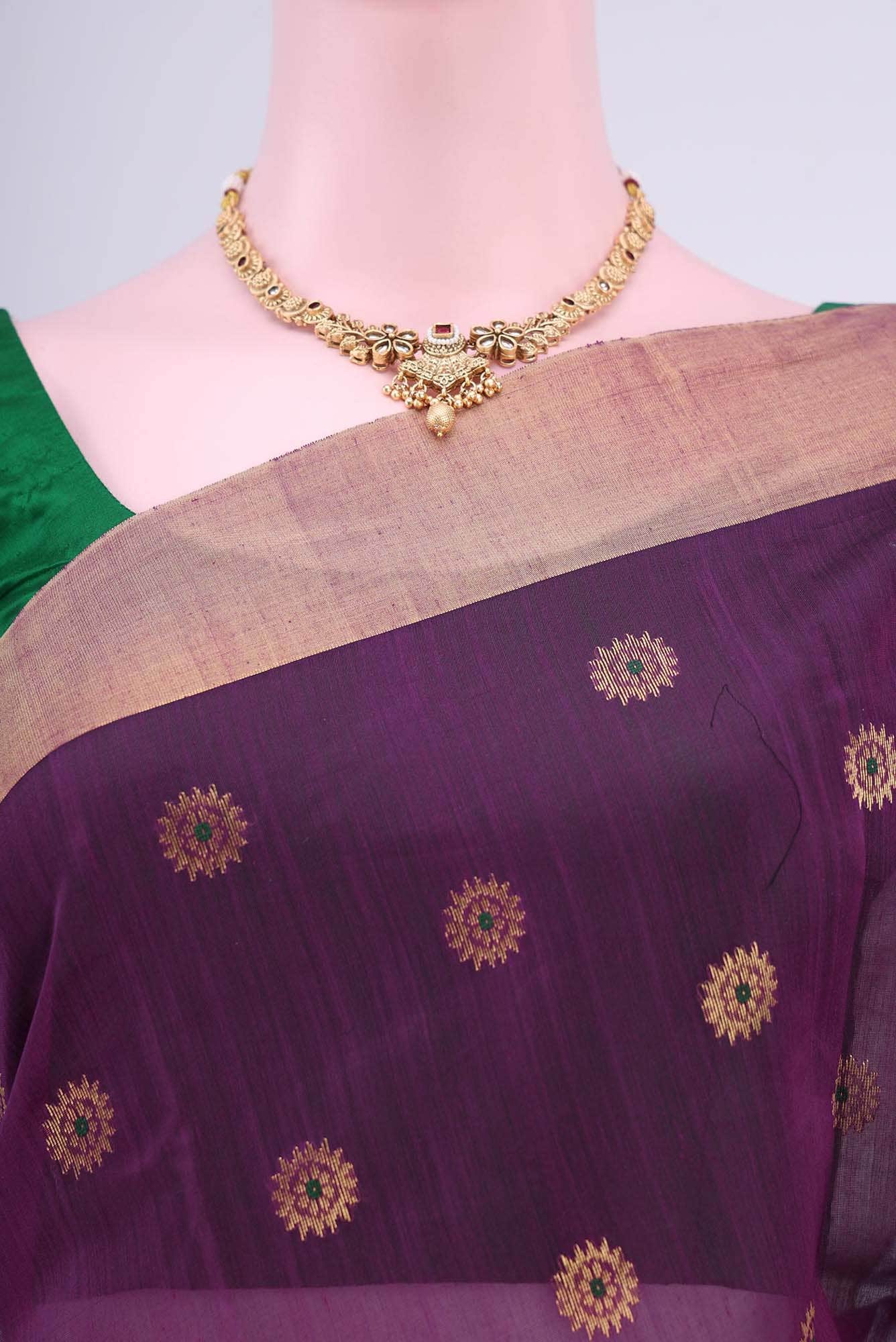 Burgundy Chanderi Silk Cotton Saree