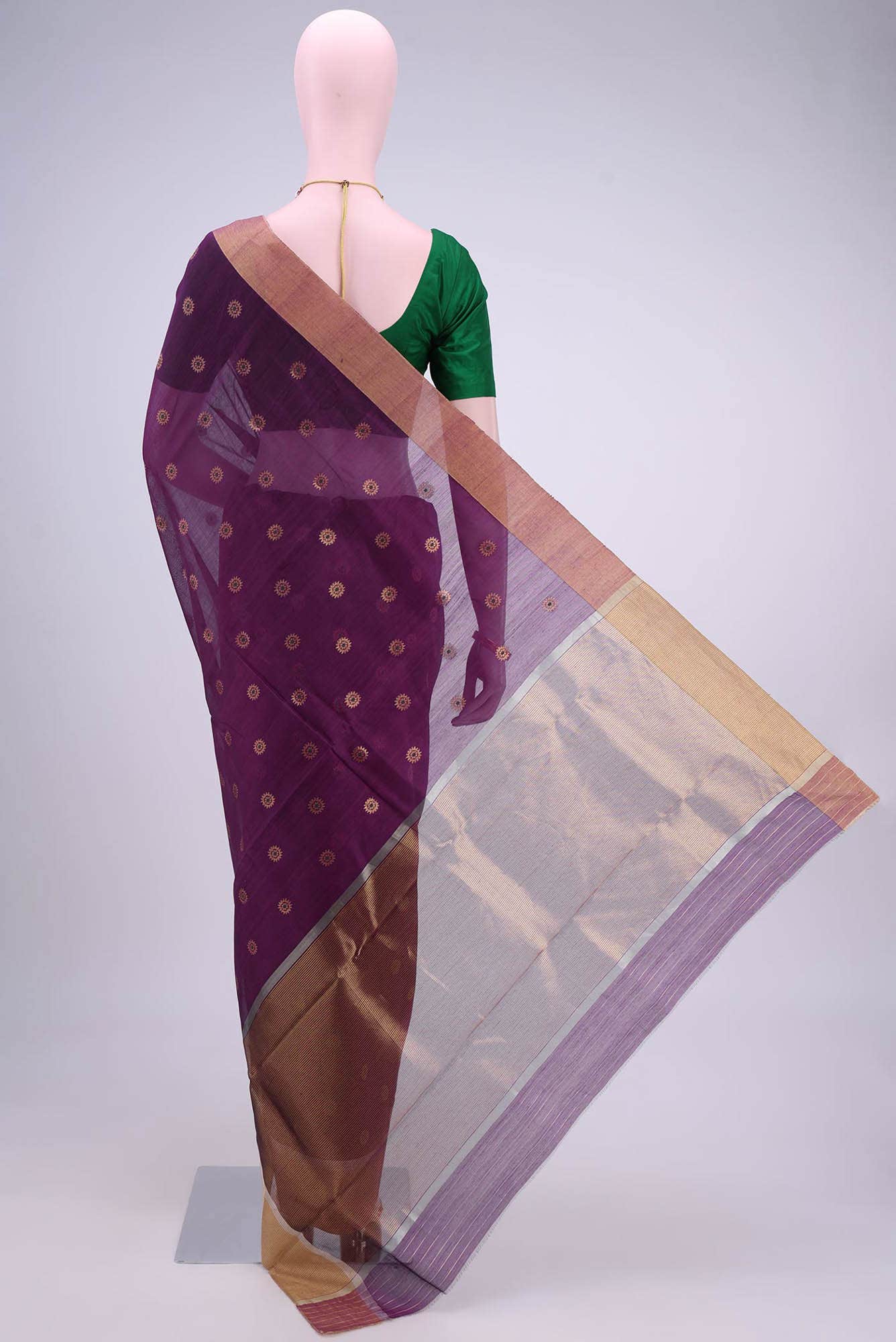 Burgundy Chanderi Silk Cotton Saree