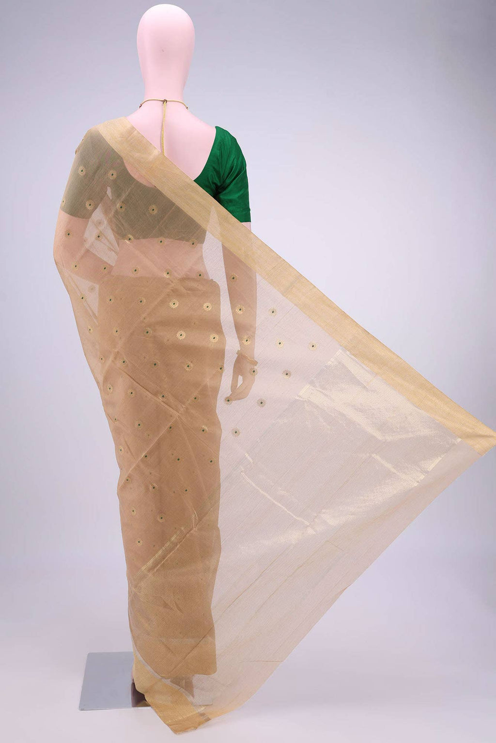 Beige Chanderi Silk Cotton Saree