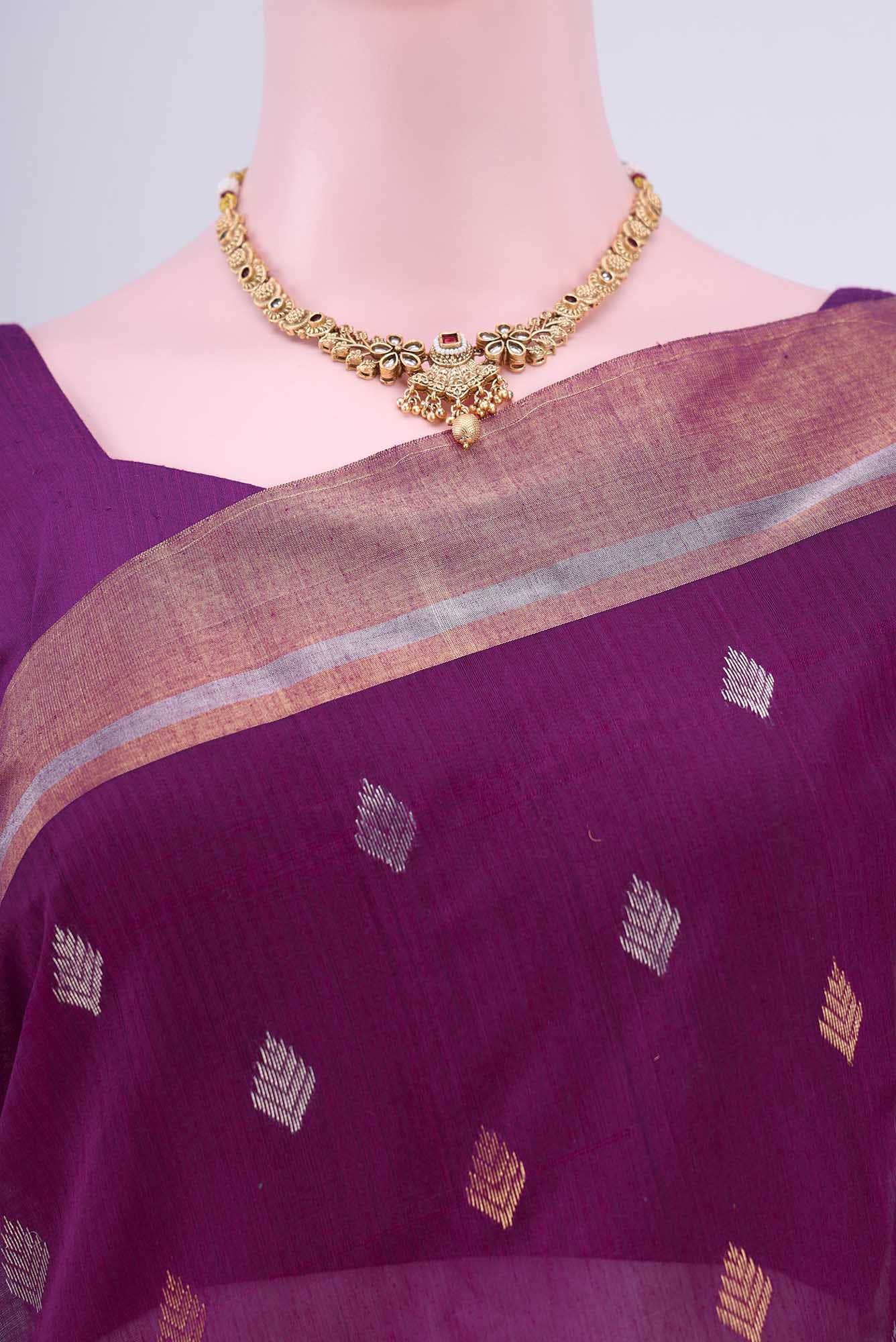 Purple Chanderi Silk Cotton Saree