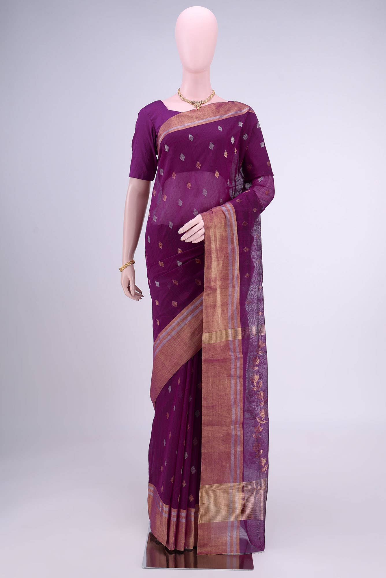 Purple Chanderi Silk Cotton Saree