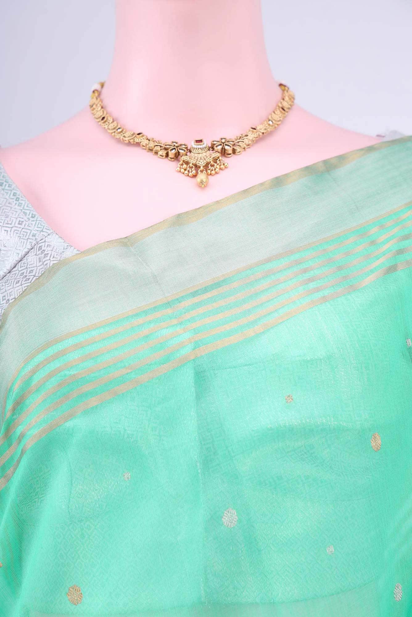 Mint Green Chanderi Silk Cotton Saree