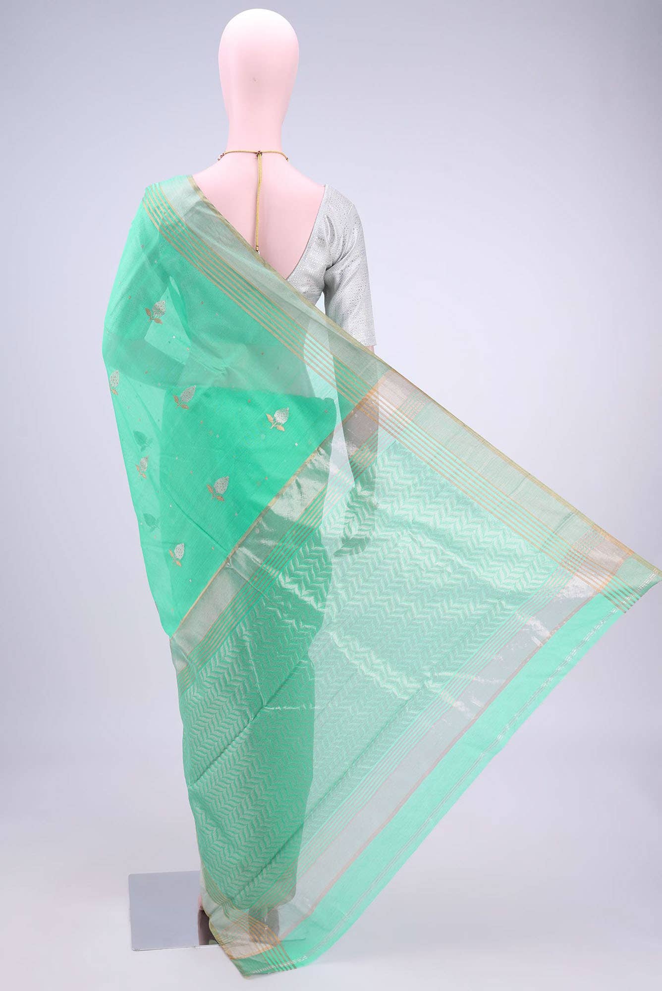 Mint Green Chanderi Silk Cotton Saree