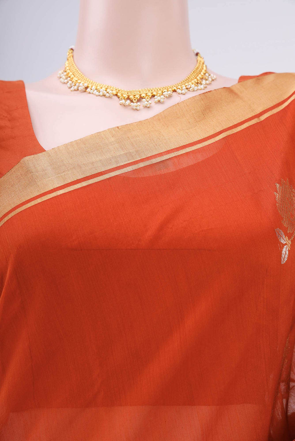 Brick Orange Chanderi Silk Saree