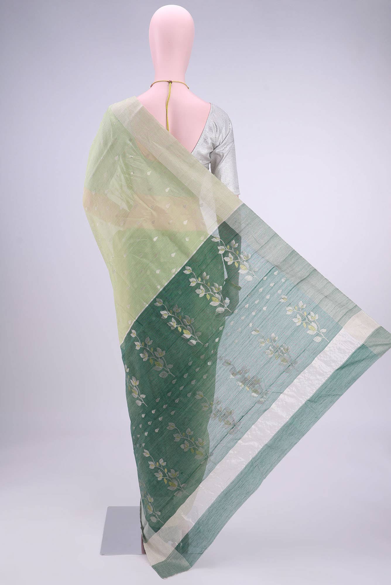Pista Green Chanderi Silk Cotton Saree