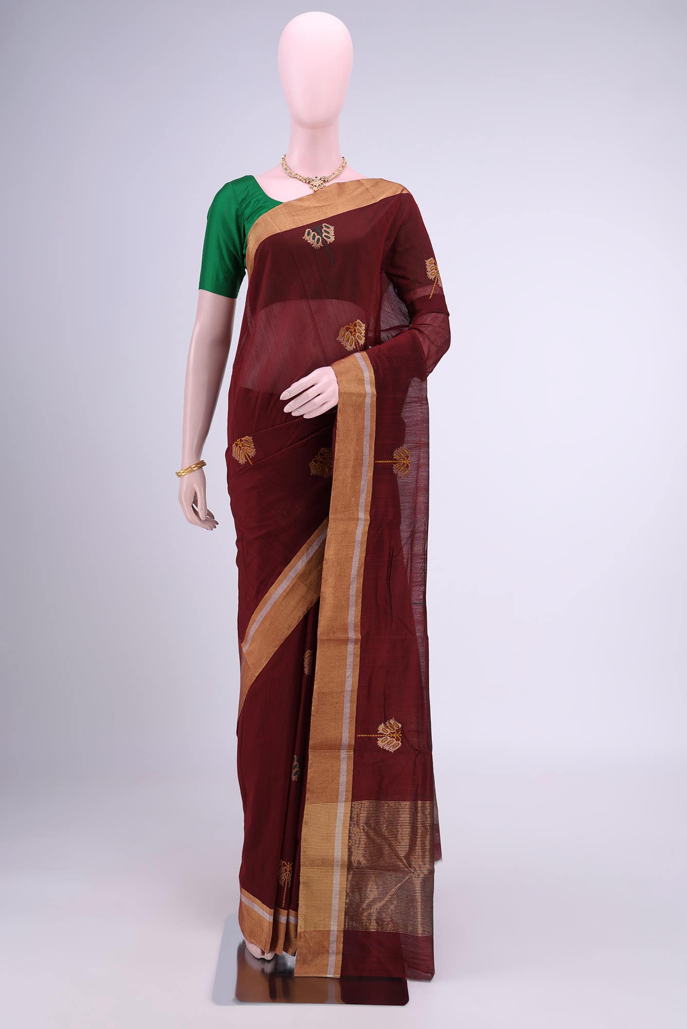Maroon Chanderi Silk Cotton Saree