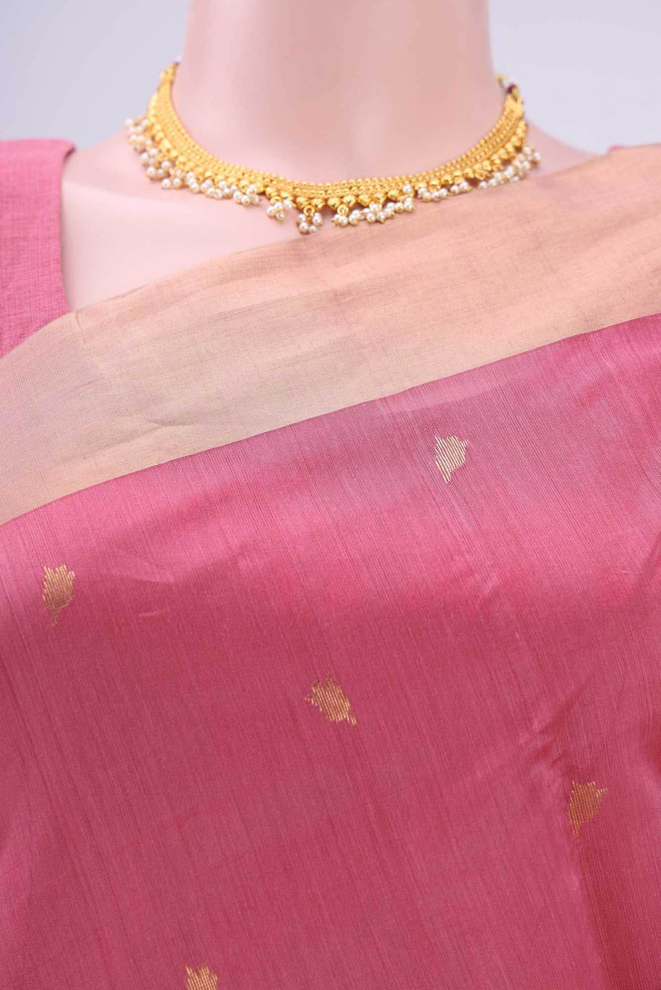 Pink Chanderi Silk Saree
