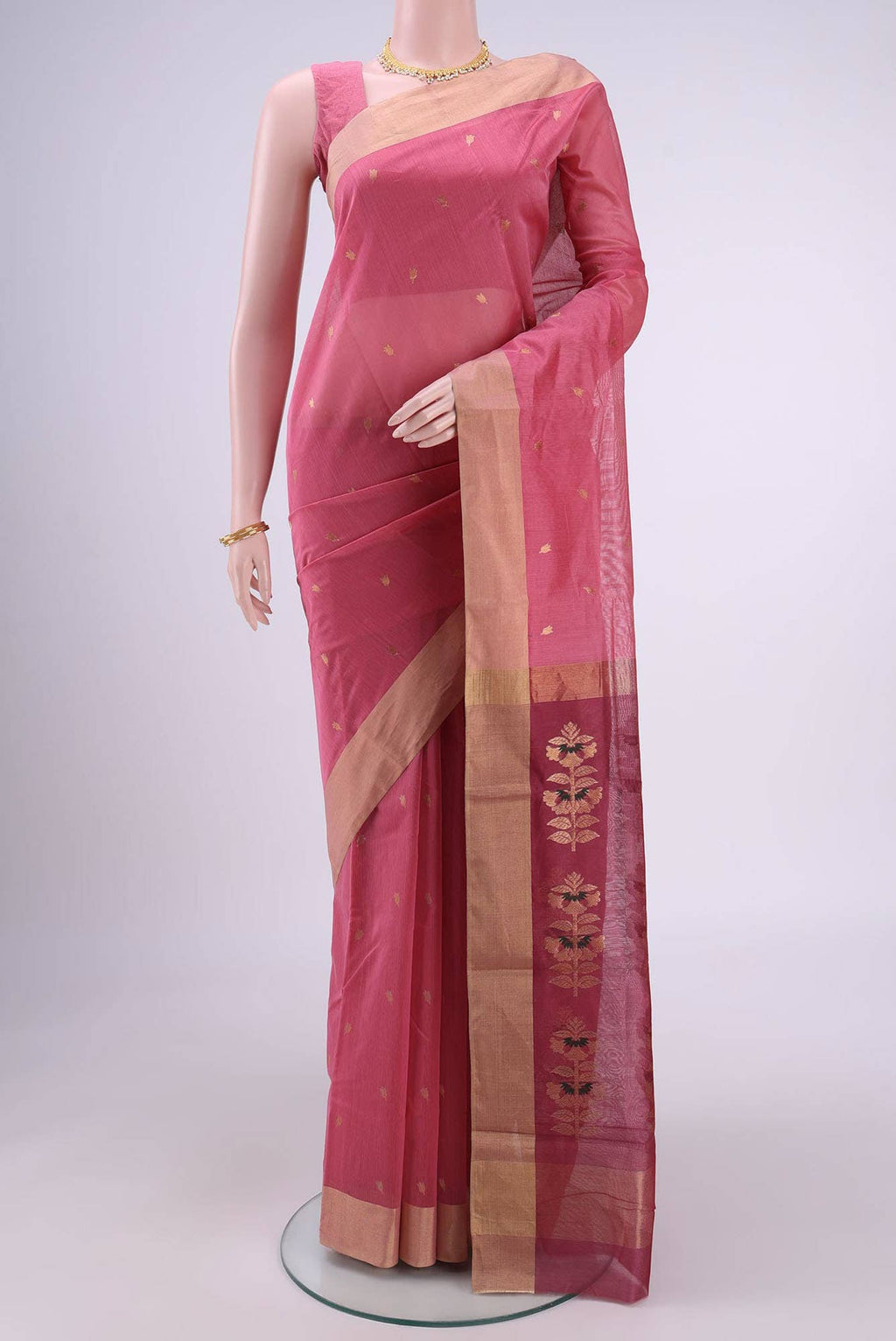 Pink Chanderi Silk Saree