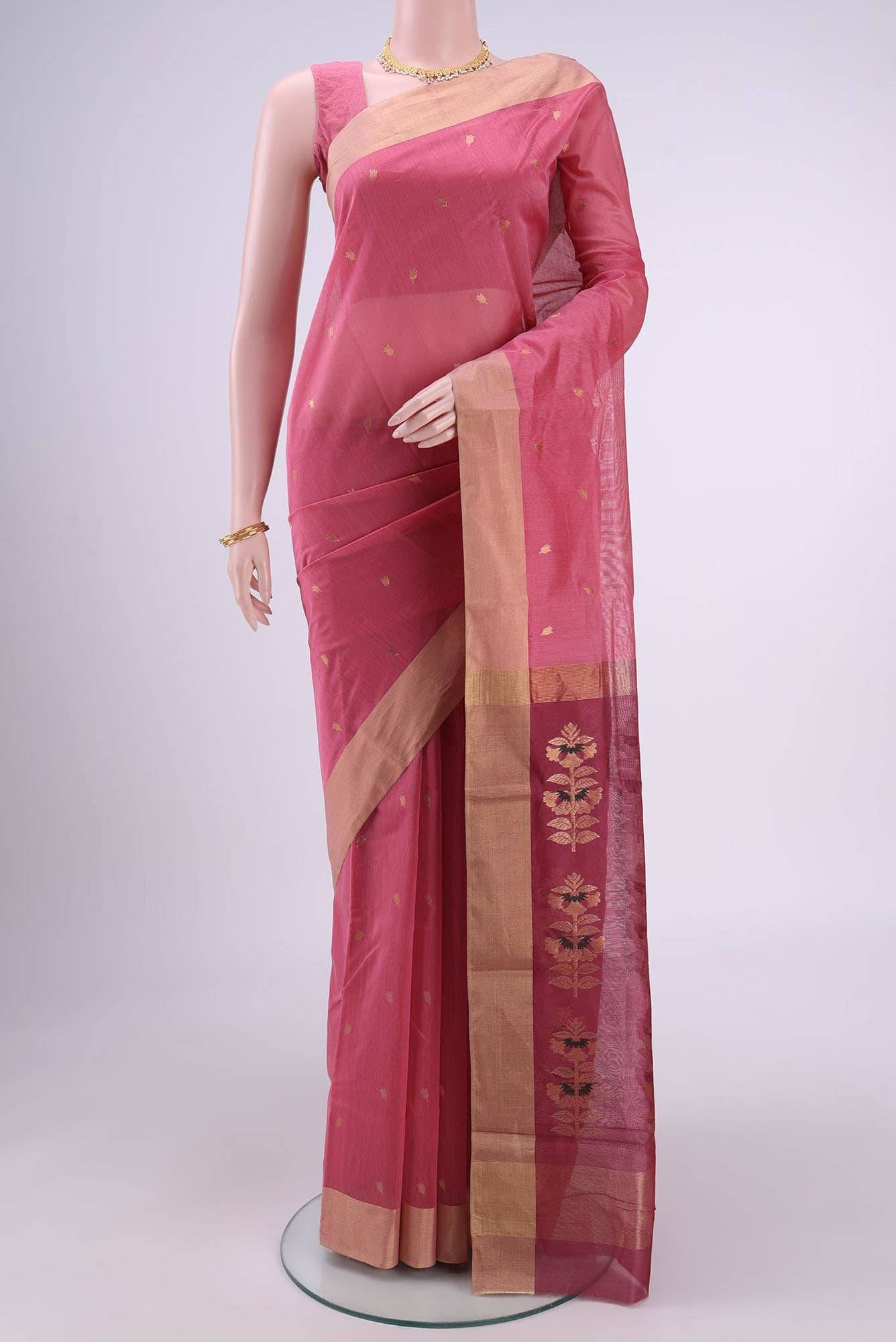 Pink Chanderi Silk Saree
