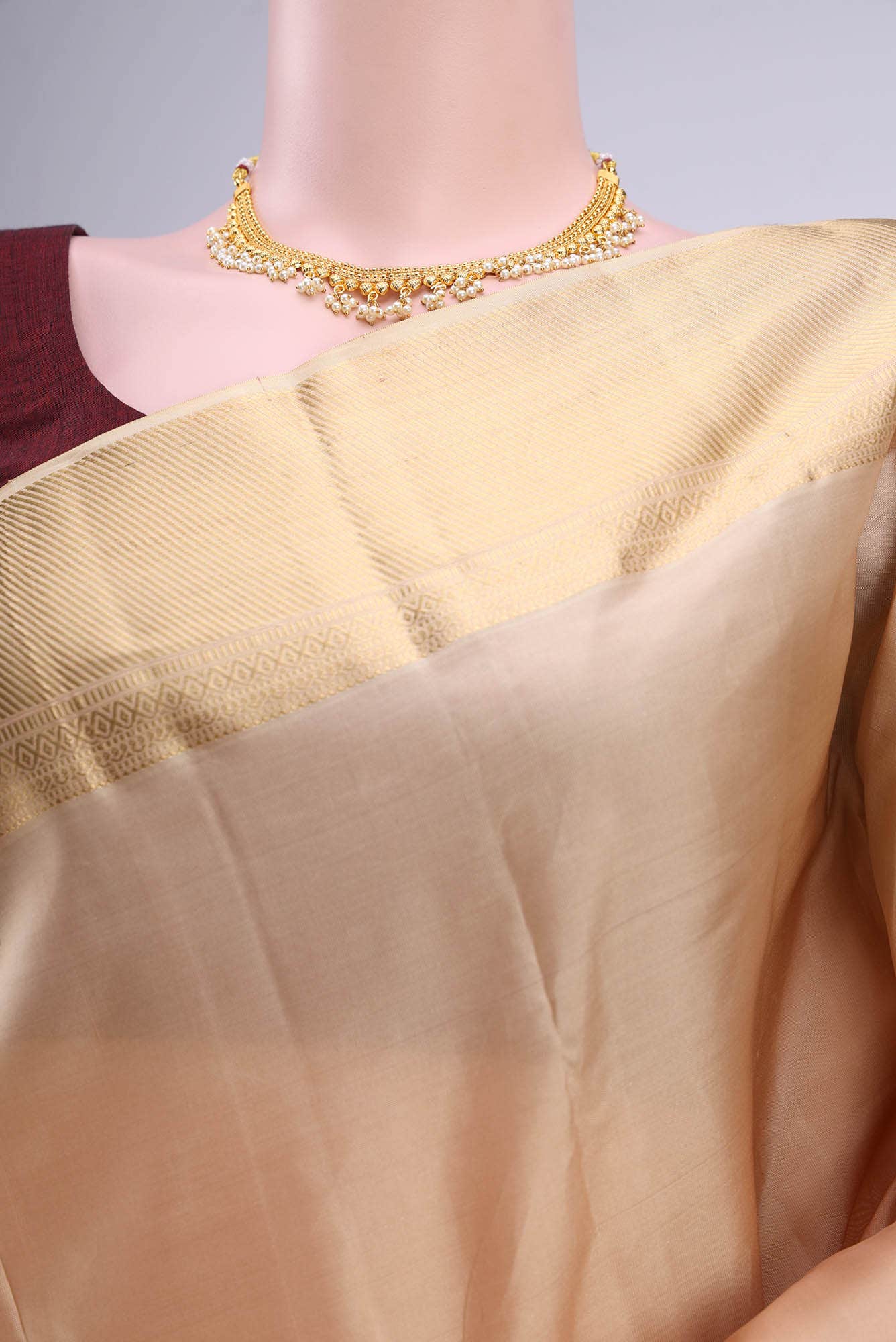 Beige Kanchipuram Saree