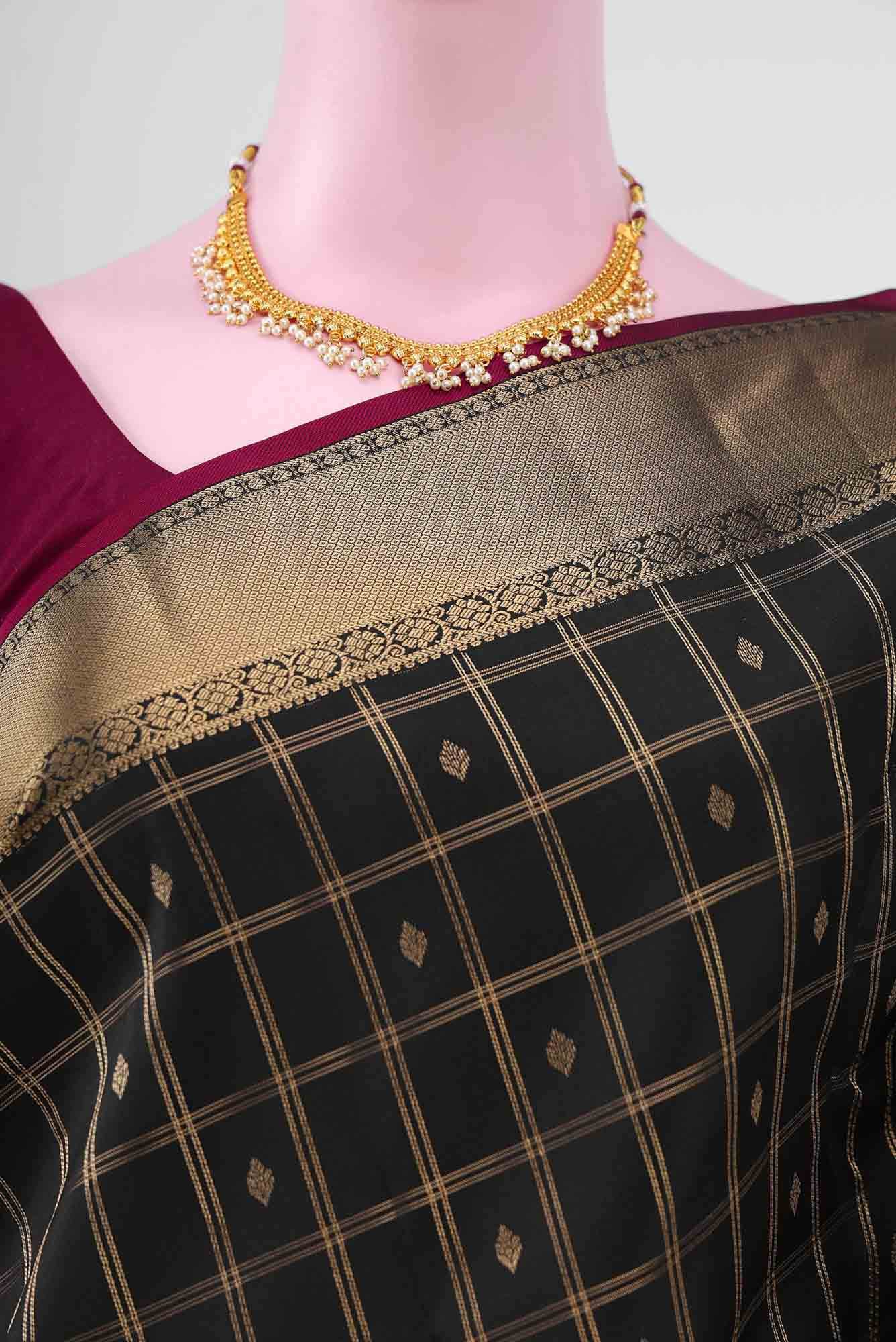 Black Dual Tone Nangavalli Silk [ Salem ] Saree