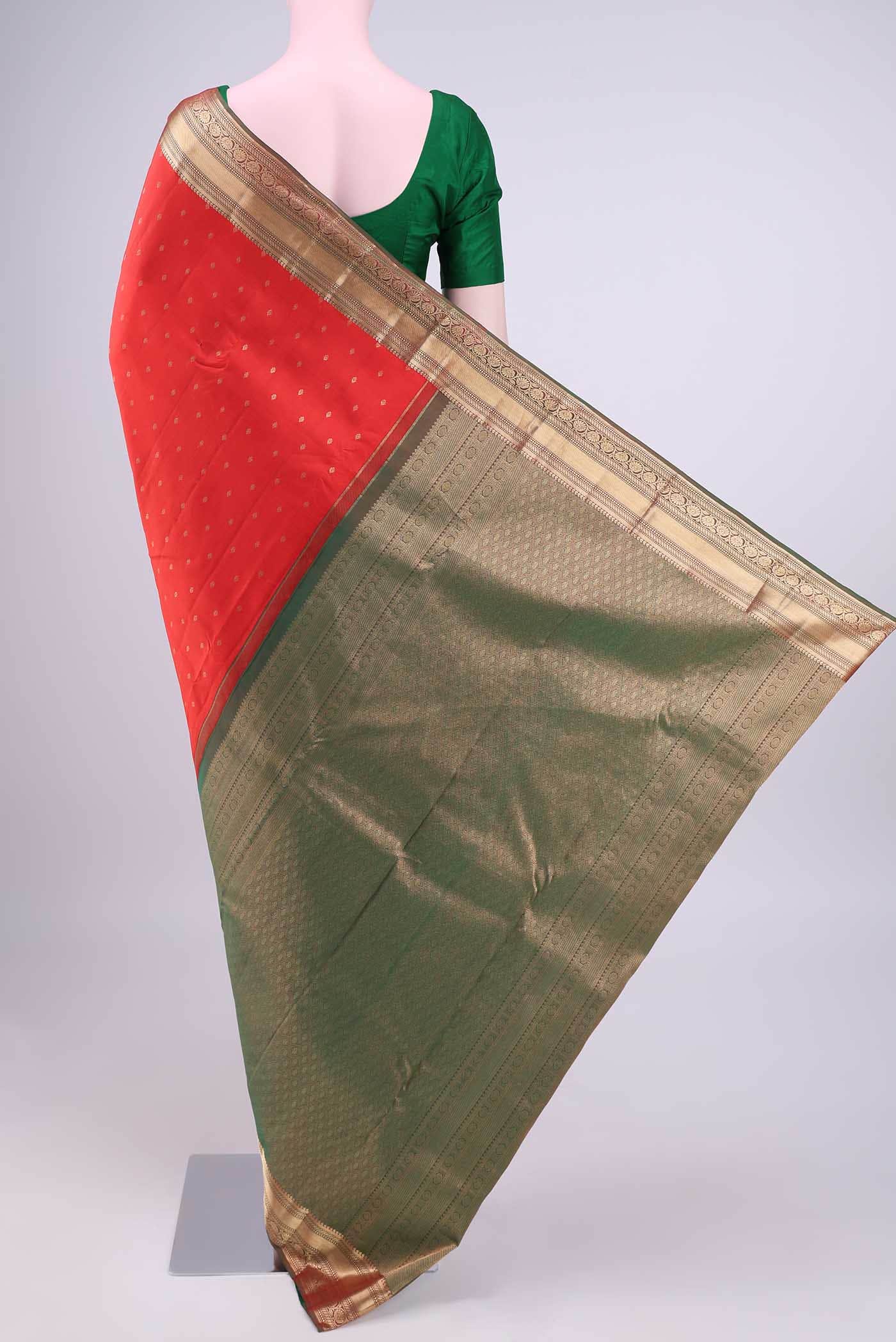 Deep Red Nangavalli Silk [ Salem ] Saree