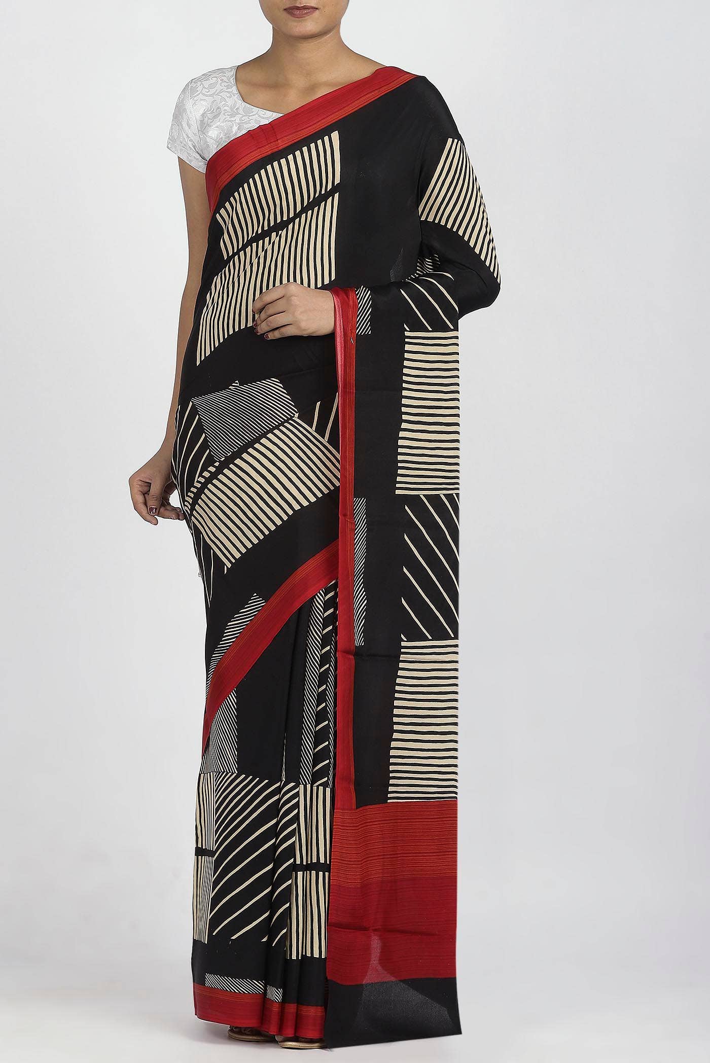 Black Crepe Saree