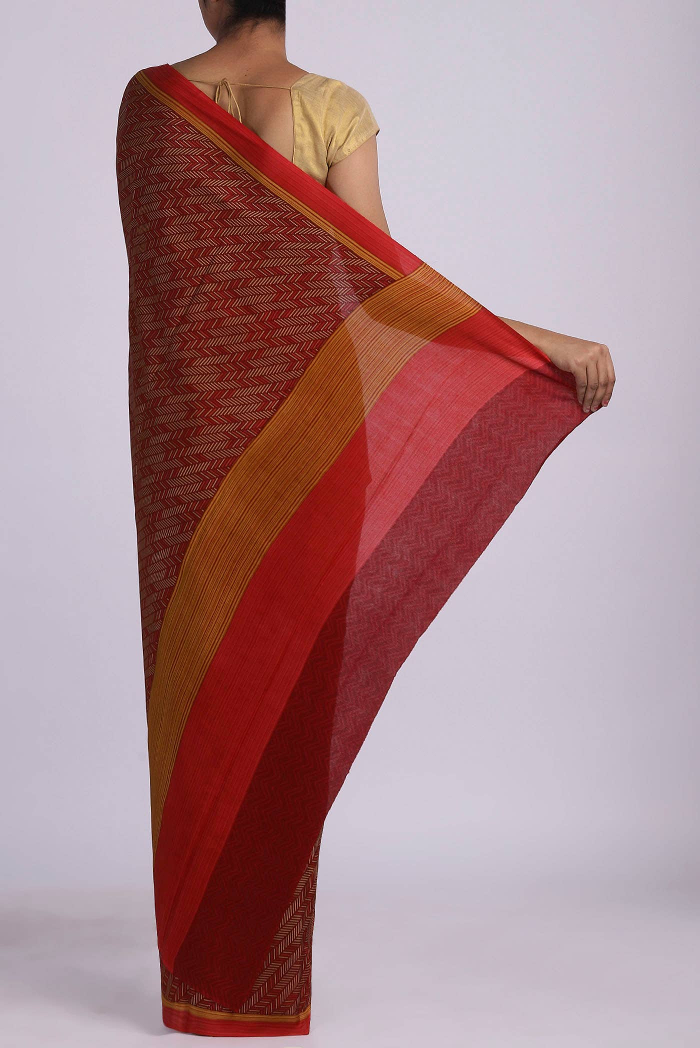 Red Crepe Saree