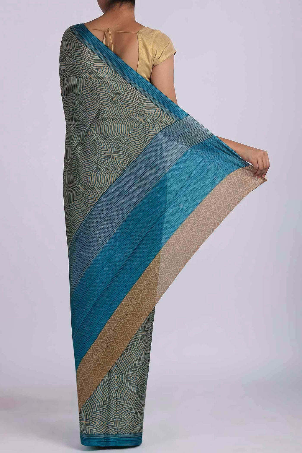 Blue Crepe Saree