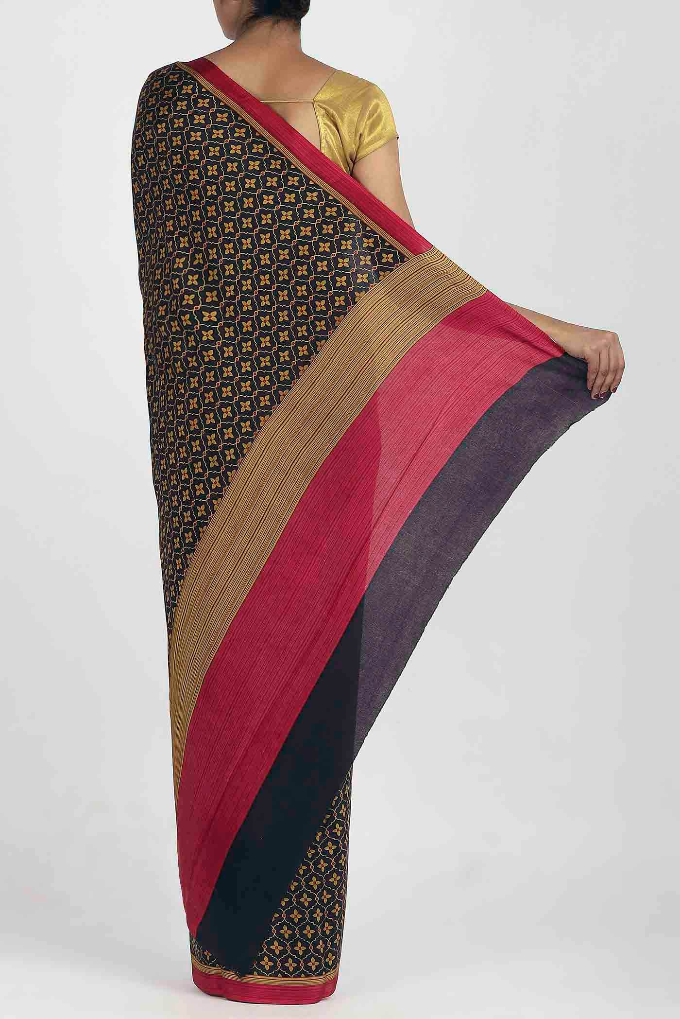 Black Crepe Saree
