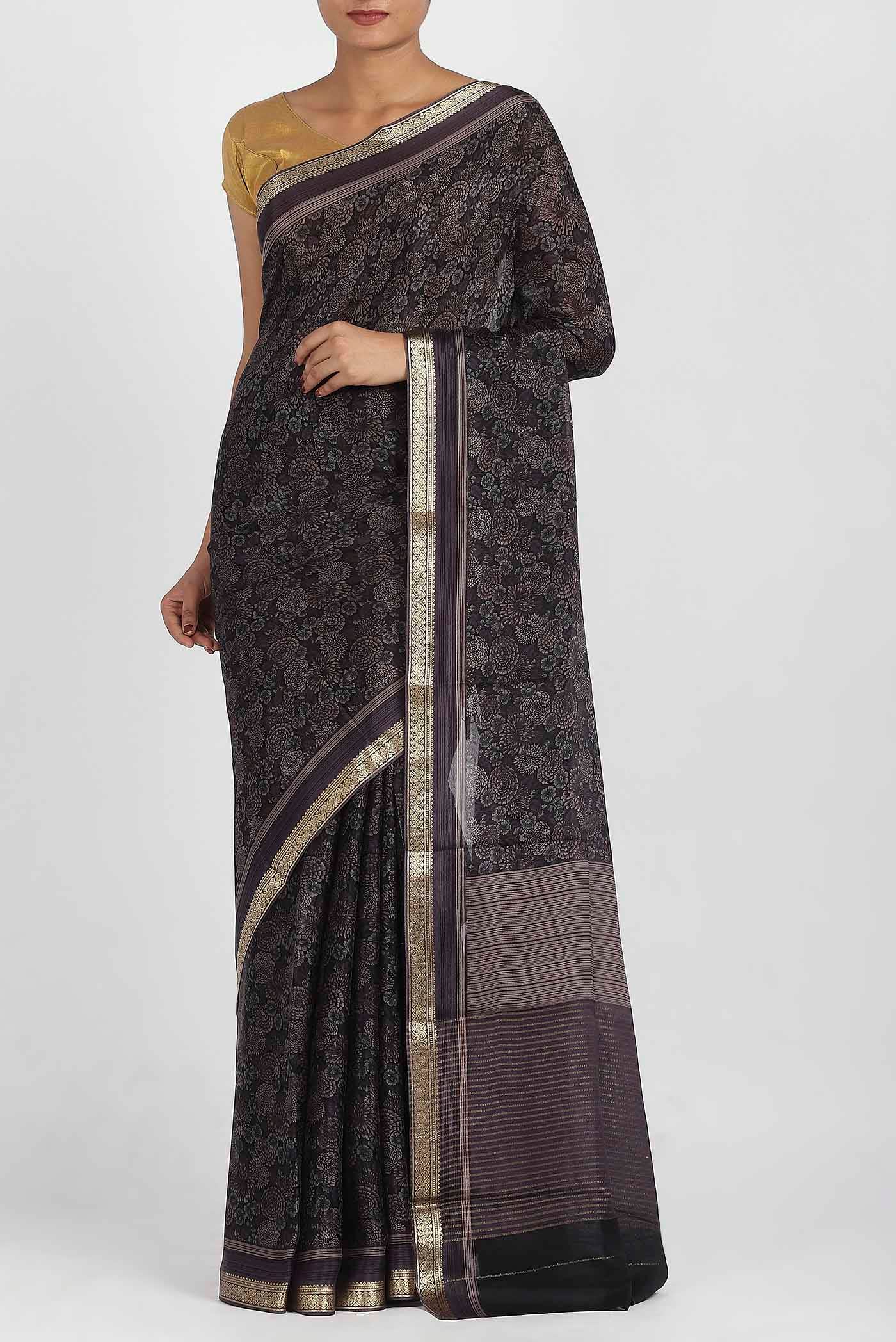 Black Crepe Saree