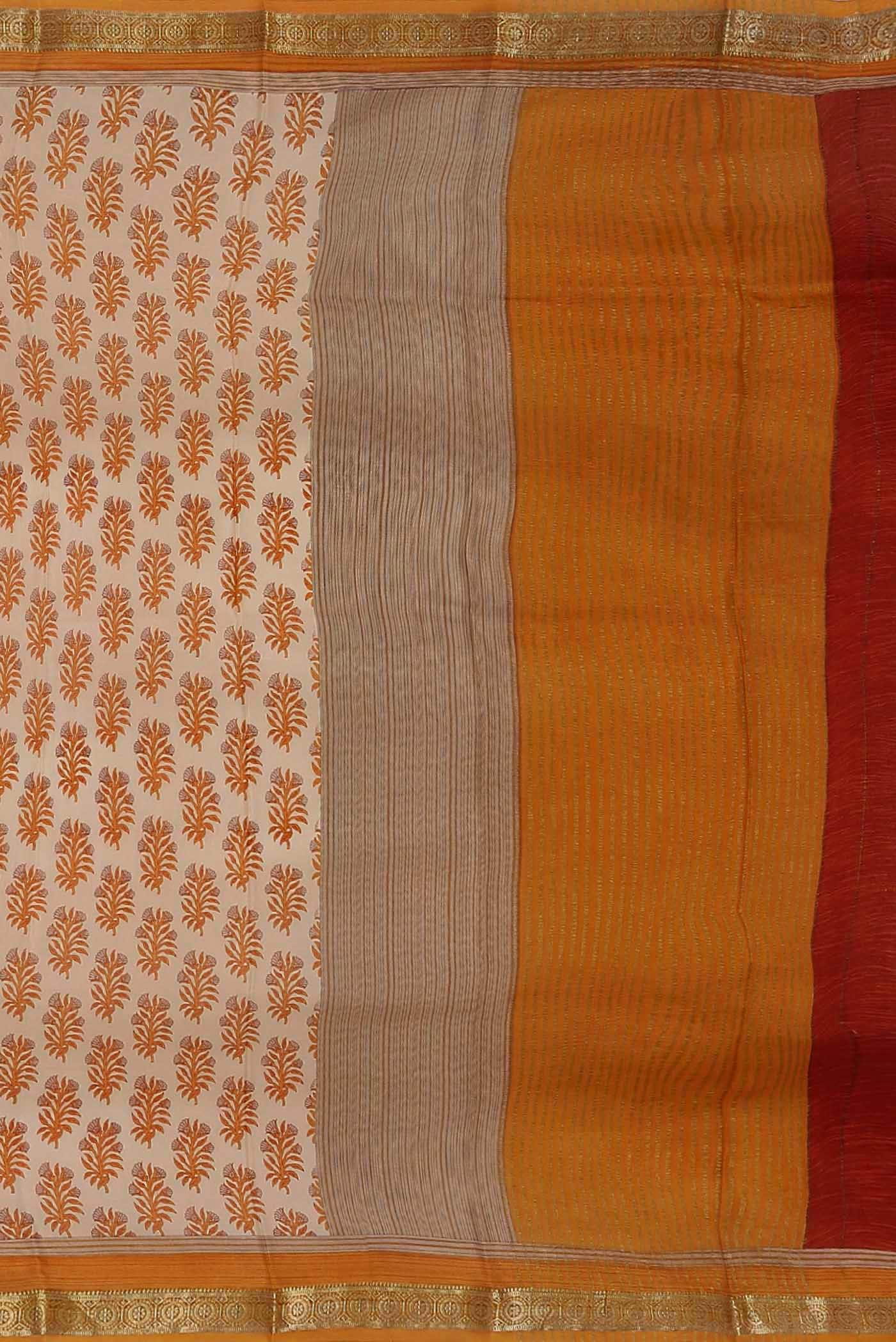 Beige Crepe Saree
