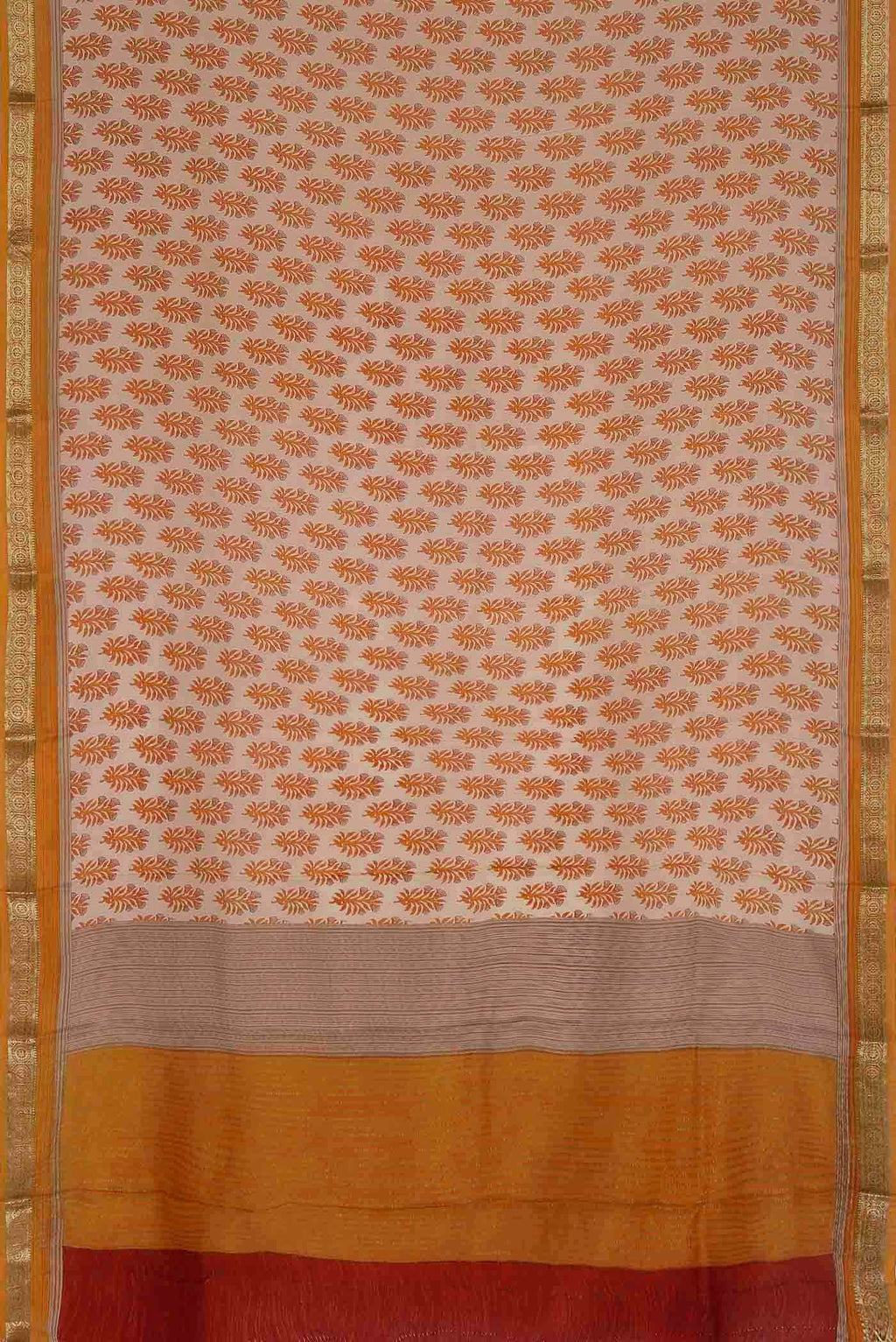 Beige Crepe Saree