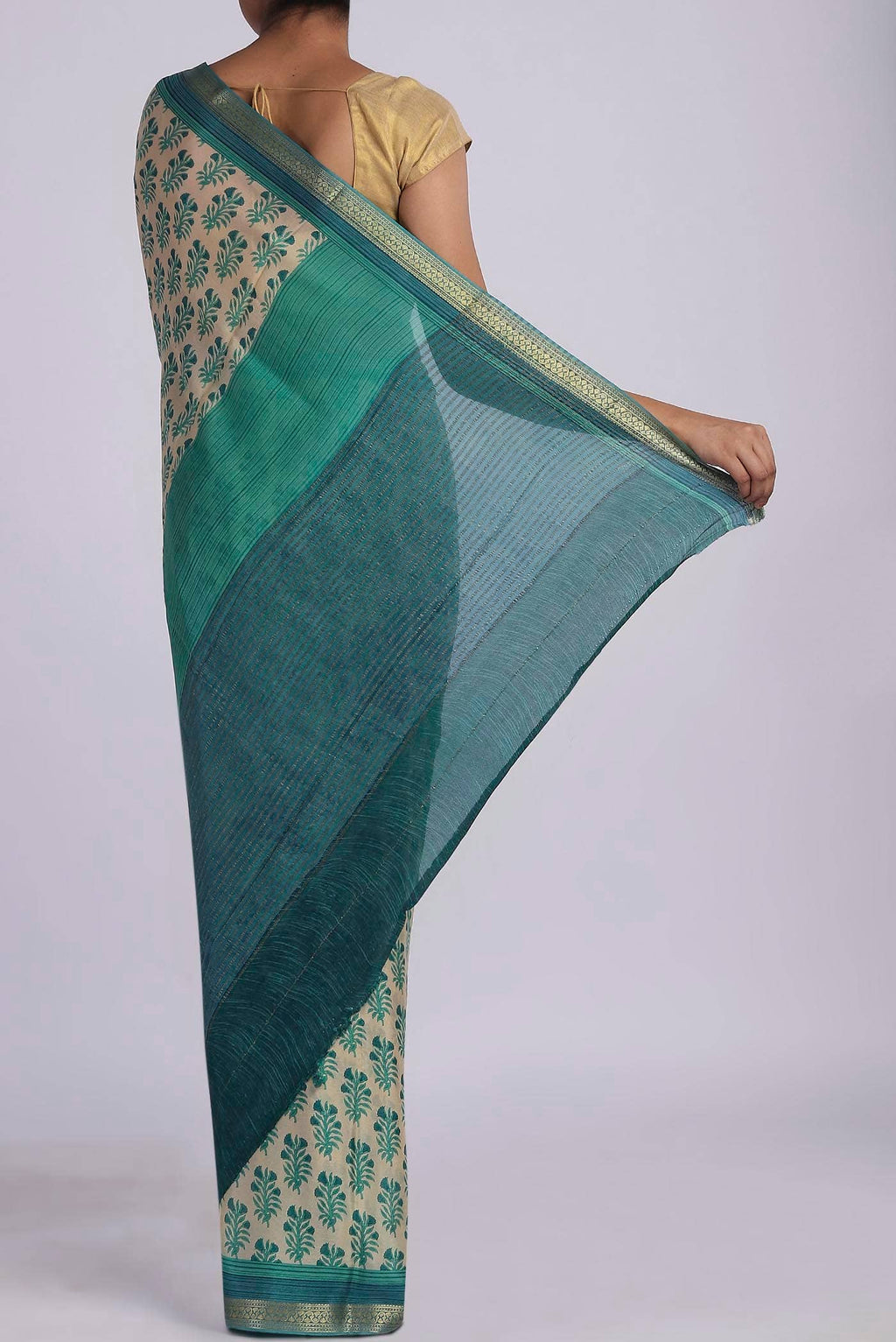 Beige Crepe Saree