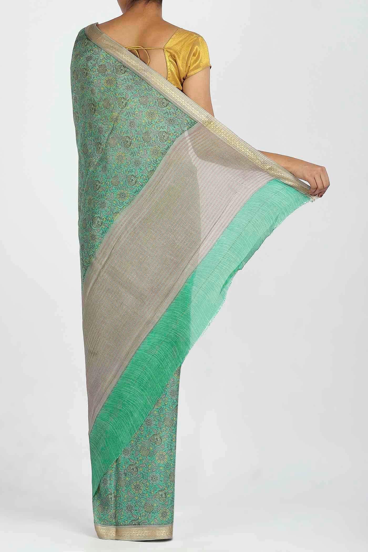 Green Crepe Saree