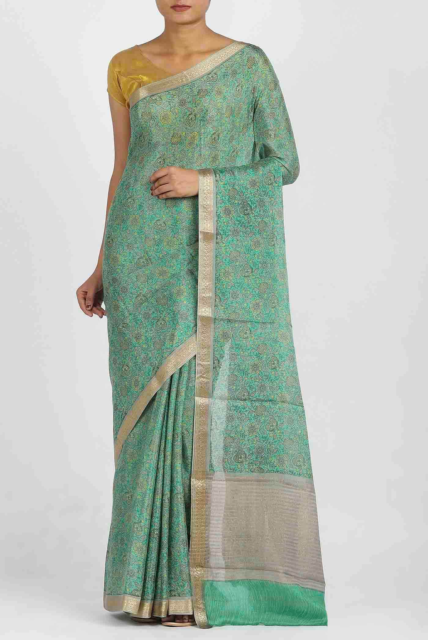 Green Crepe Saree