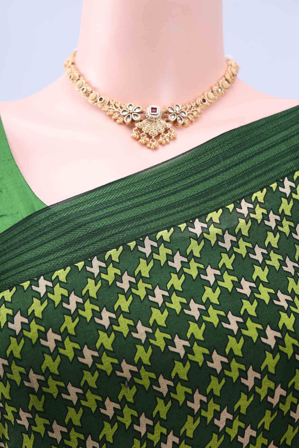 Bottle Green Mysore Crepe Saree