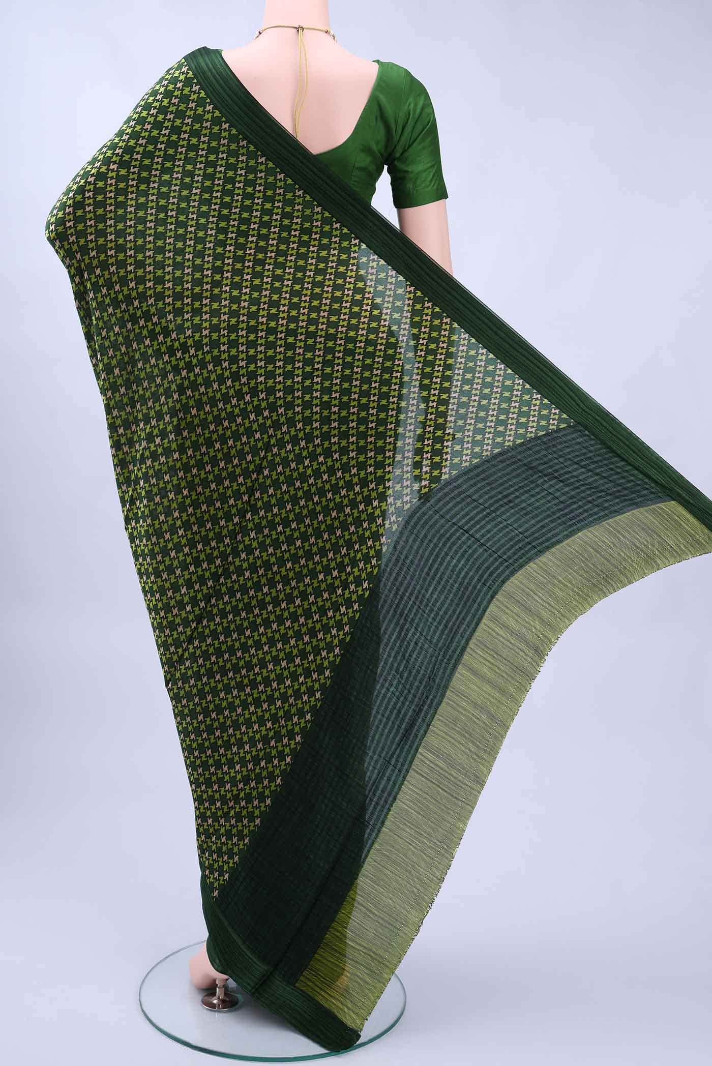 Bottle Green Mysore Crepe Saree