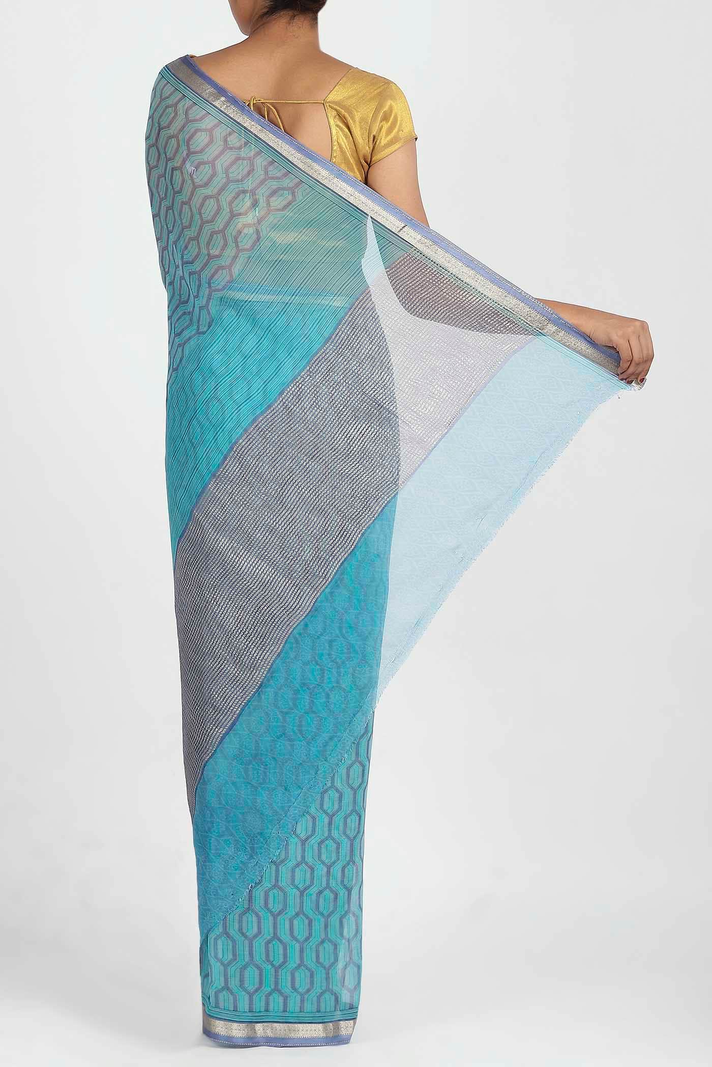 Blue Chiffon Saree