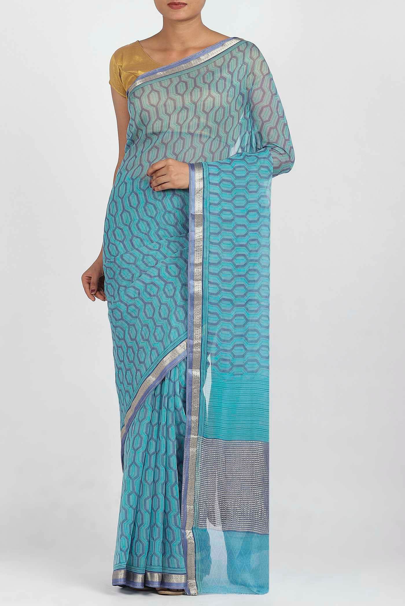 Blue Chiffon Saree