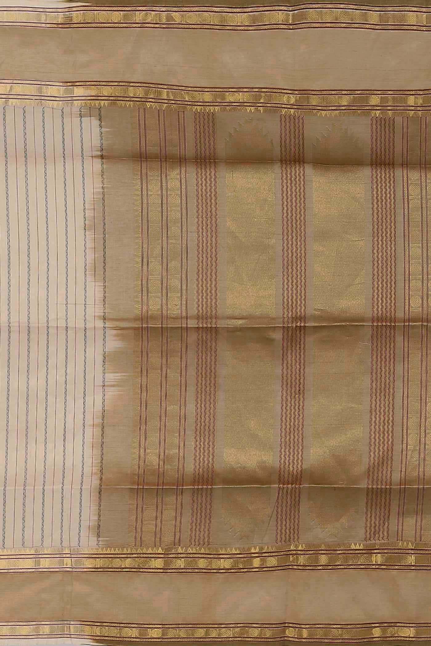 Cream Silk Cotton Saree